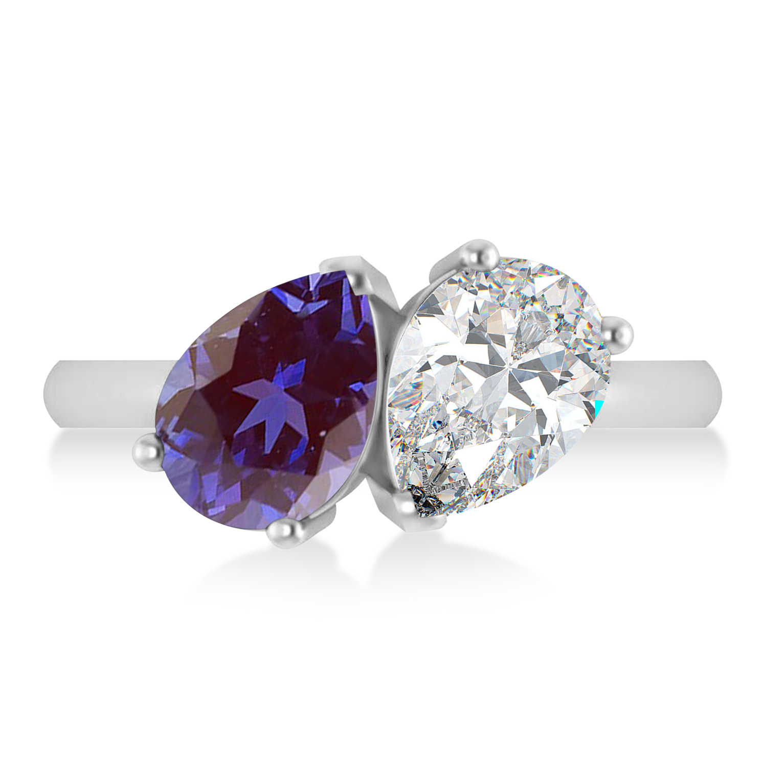 Pear/Pear Diamond & Lab Alexandrite Toi et Moi Ring 14k White Gold (4.00ct)