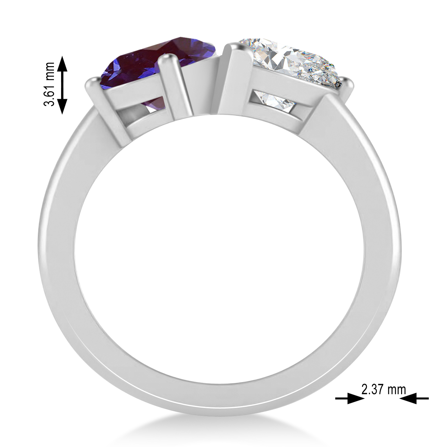 Pear/Pear Diamond & Lab Alexandrite Toi et Moi Ring 14k White Gold (4.00ct)