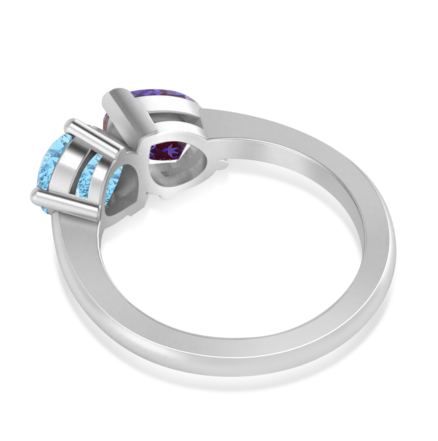 Pear/Pear Lab Alexandrite & Blue Topaz Toi et Moi Ring 14k White Gold (4.00ct)