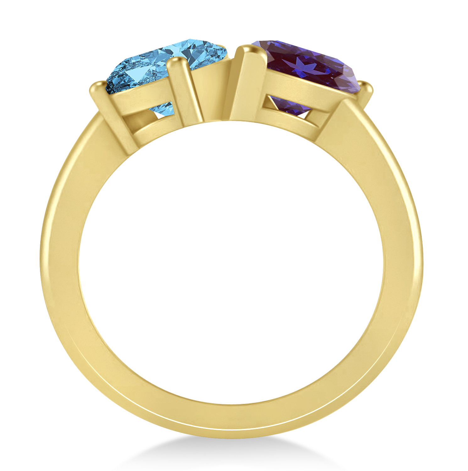 Pear/Pear Lab Alexandrite & Blue Topaz Toi et Moi Ring 14k Yellow Gold (4.00ct)