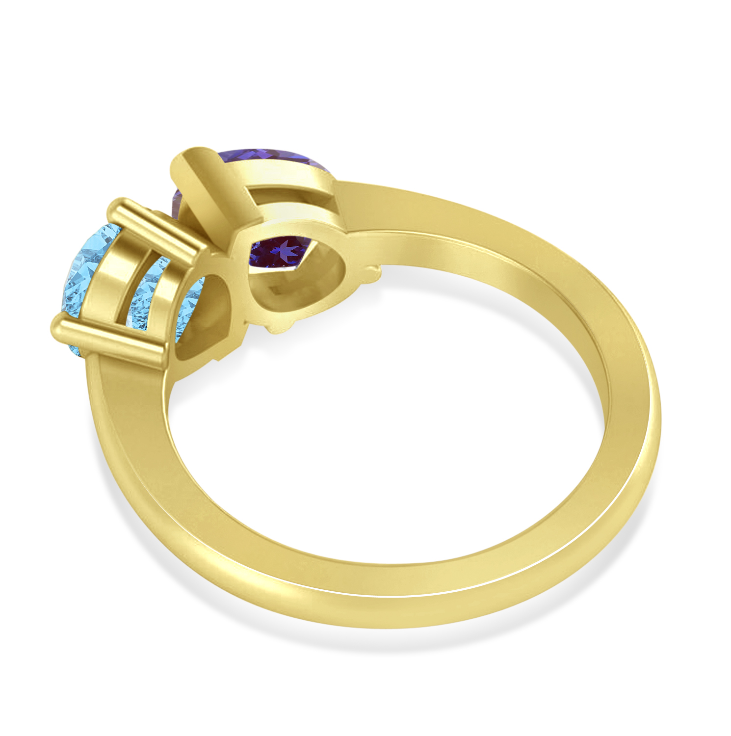 Pear/Pear Lab Alexandrite & Blue Topaz Toi et Moi Ring 14k Yellow Gold (4.00ct)