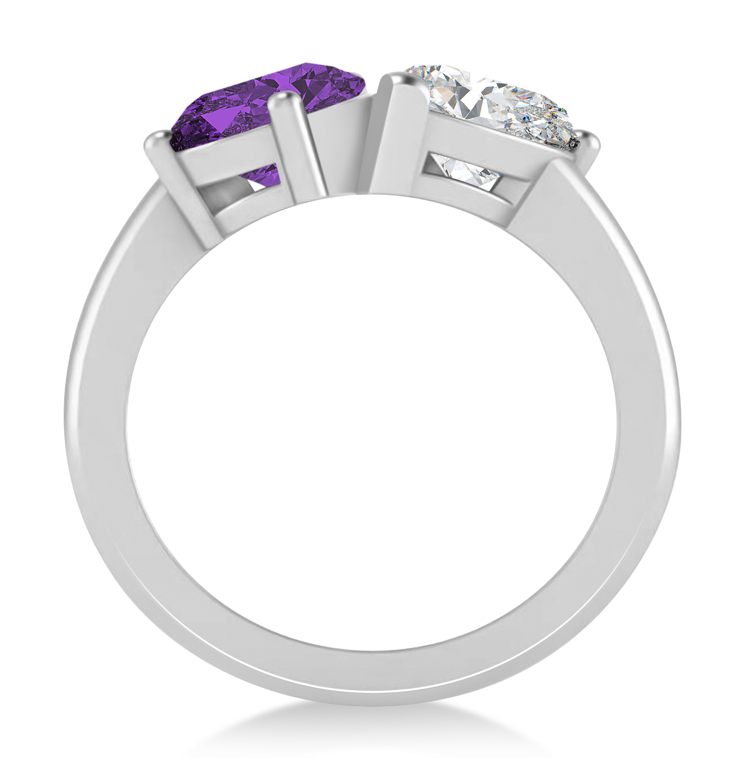 Pear/Pear Diamond & Amethyst Toi et Moi Ring 18k White Gold (4.00ct)