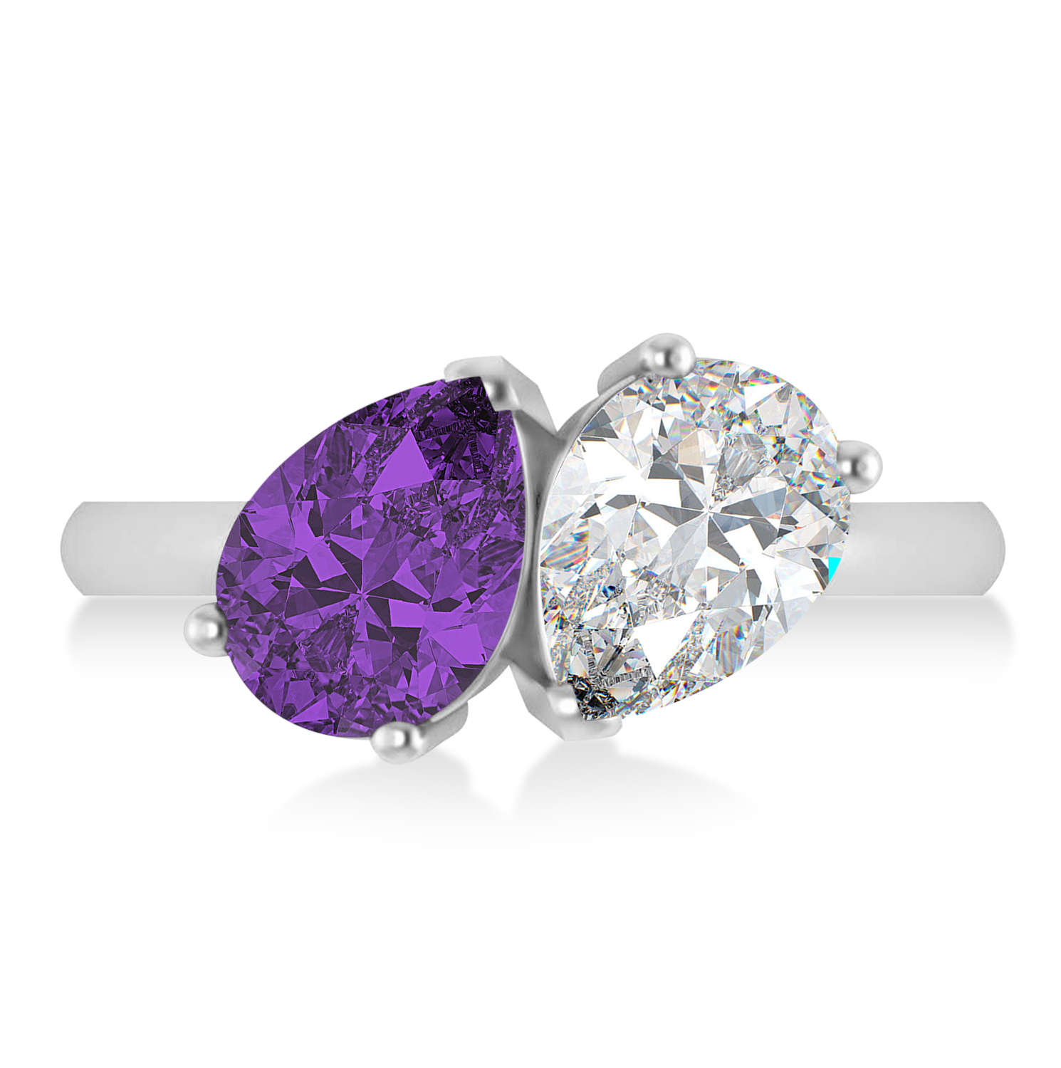 Pear/Pear Diamond & Amethyst Toi et Moi Ring 18k White Gold (4.00ct)