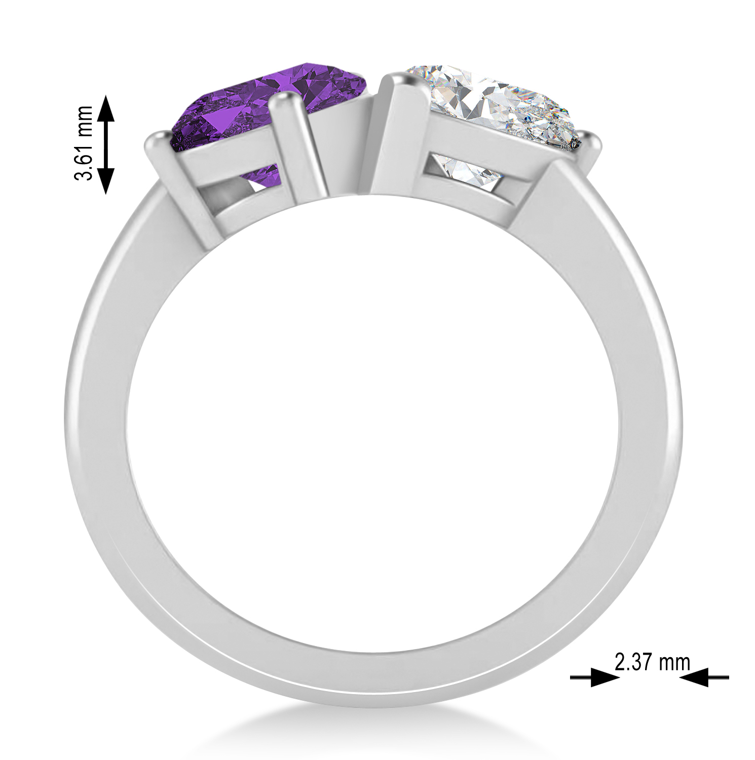 Pear/Pear Diamond & Amethyst Toi et Moi Ring 18k White Gold (4.00ct)