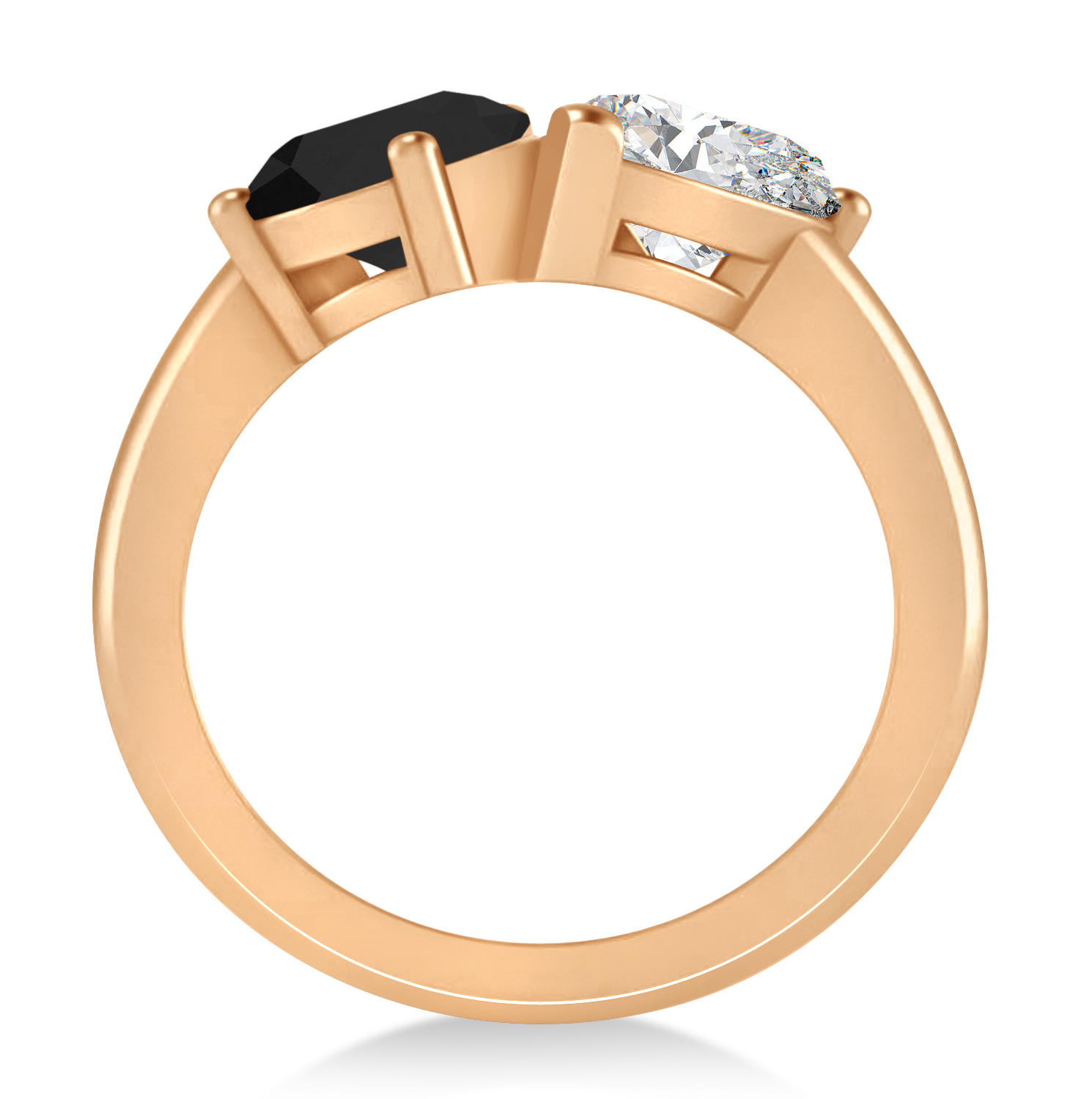 Pear/Pear Black & White Diamond Toi et Moi Ring 14k Rose Gold (4.00ct)