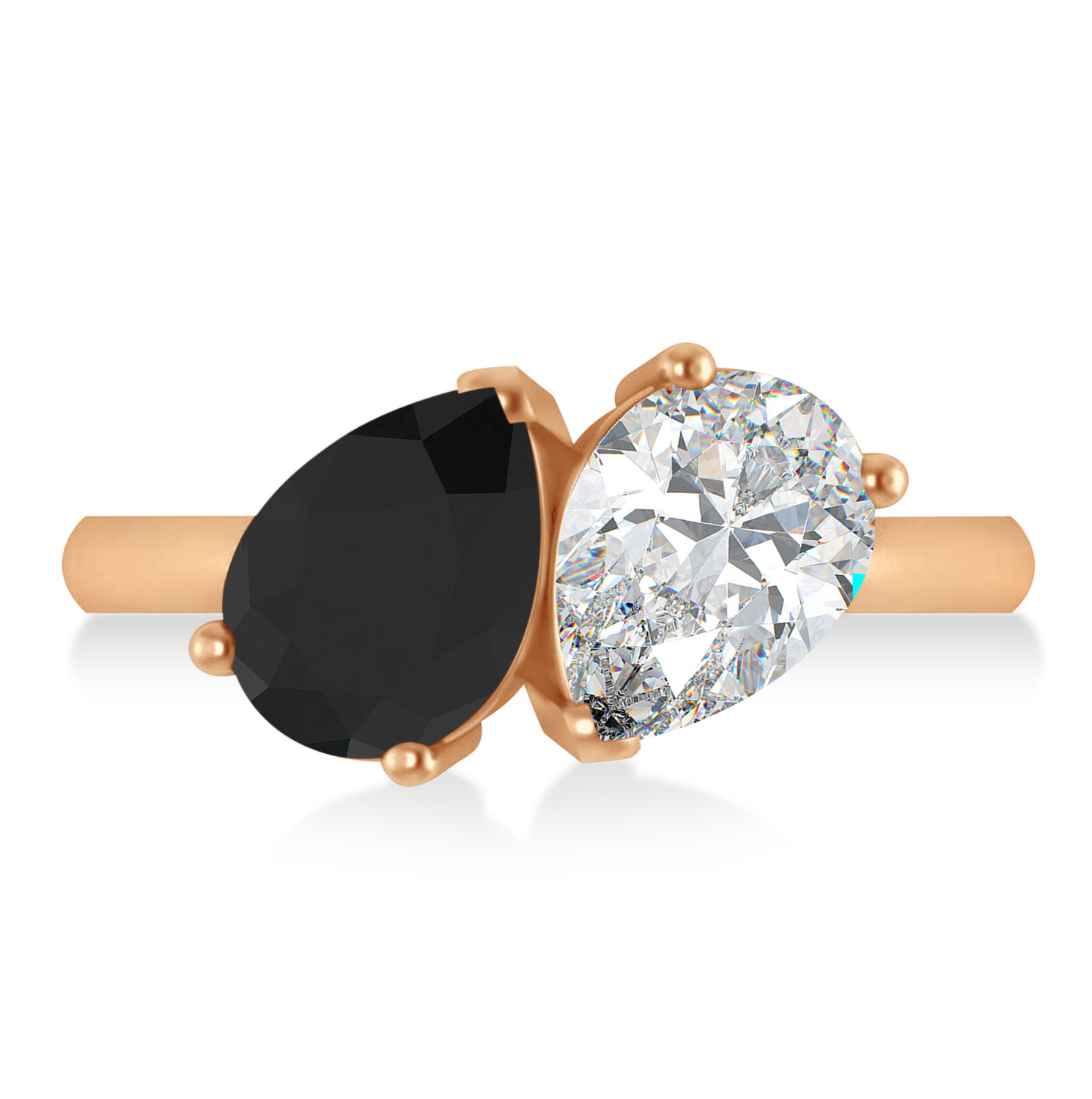 Pear/Pear Black & White Diamond Toi et Moi Ring 14k Rose Gold (4.00ct)