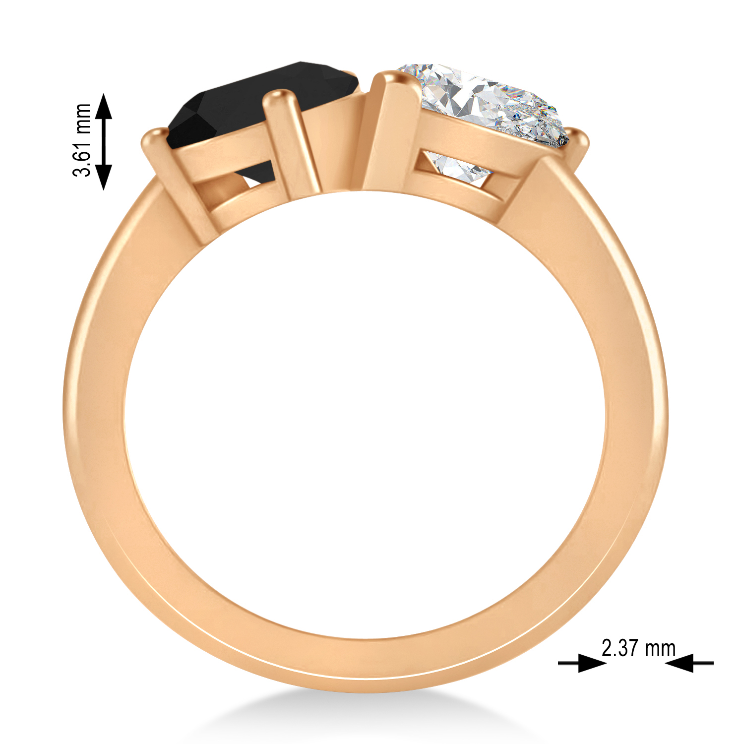 Pear/Pear Black & White Diamond Toi et Moi Ring 14k Rose Gold (4.00ct)
