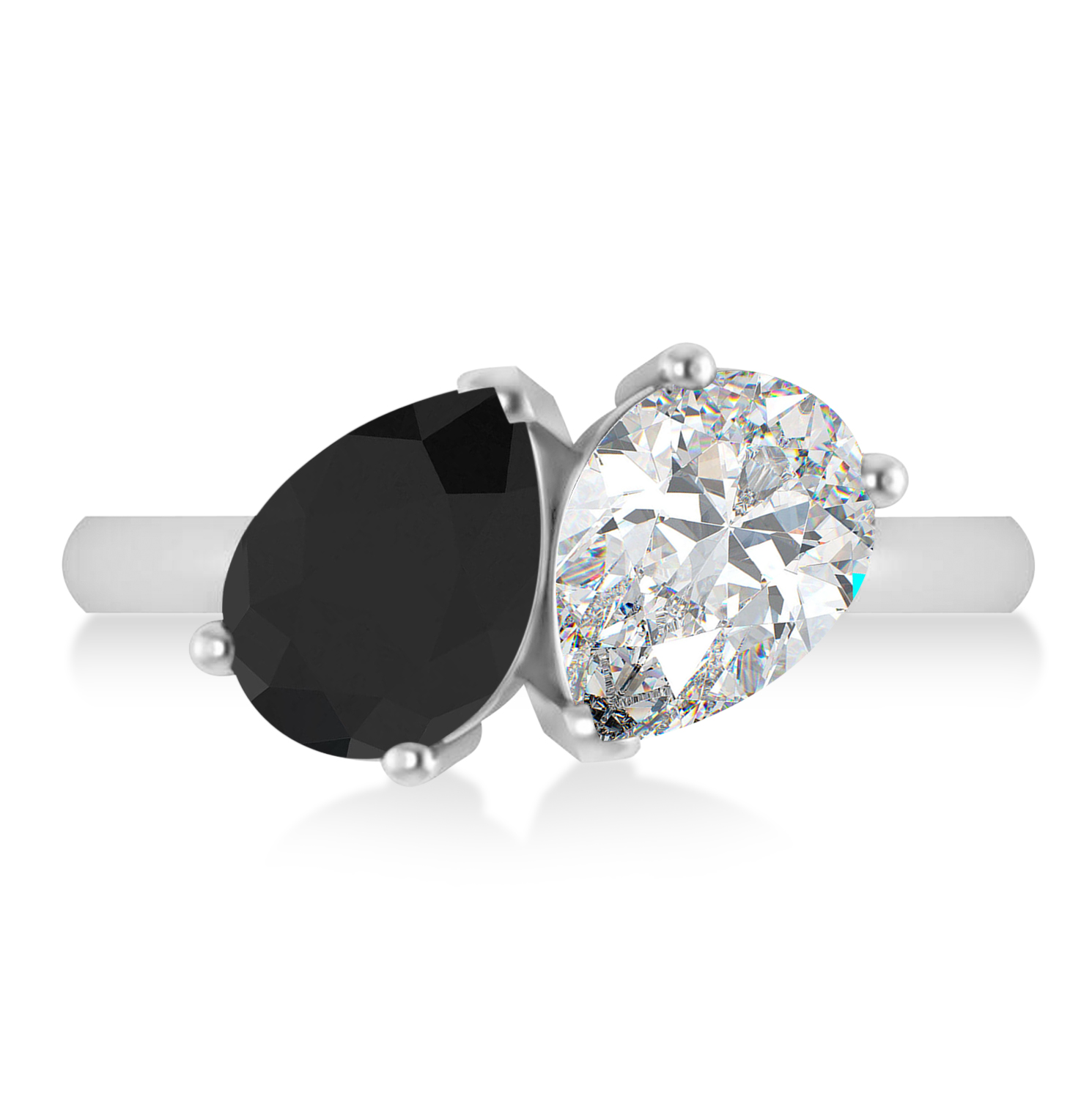 Pear/Pear Black & White Diamond Toi et Moi Ring 14k White Gold (4.00ct)