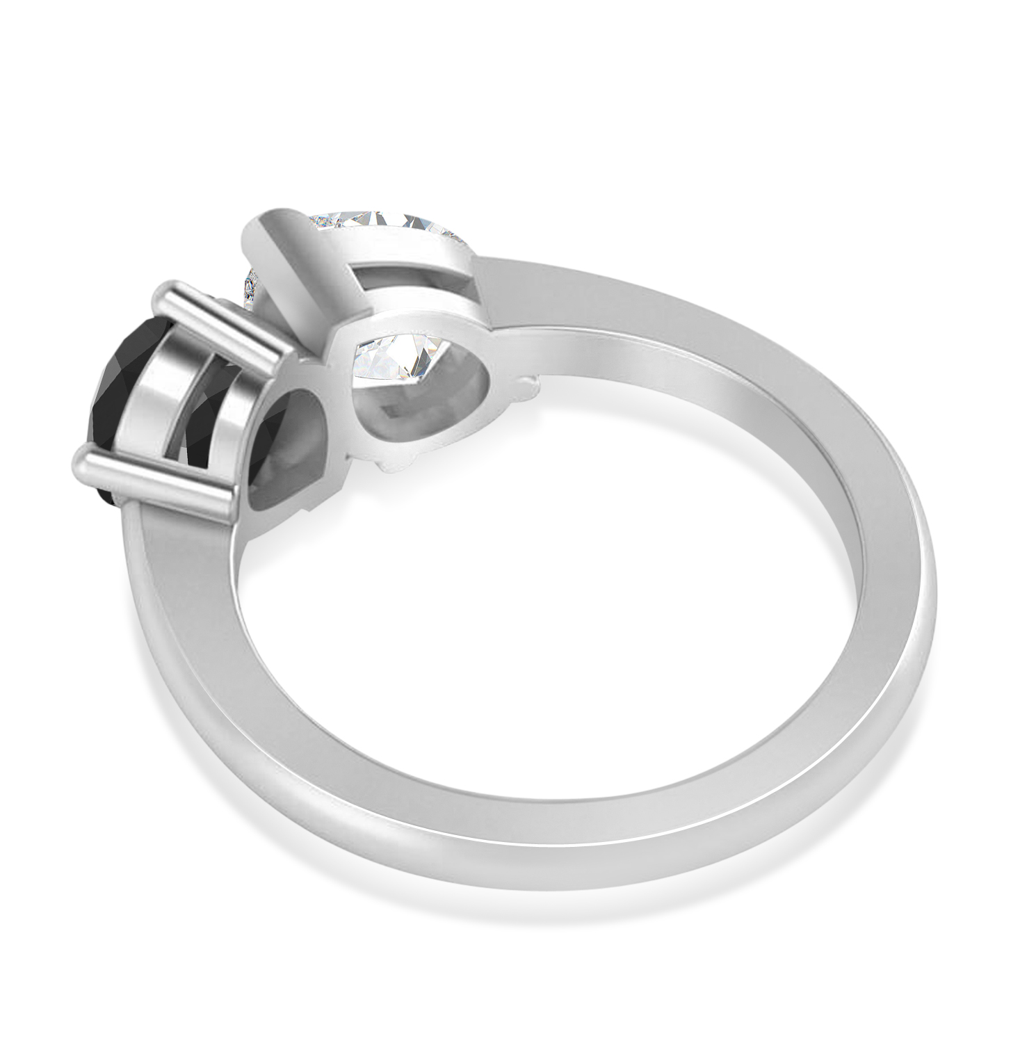 Pear/Pear Black & White Diamond Toi et Moi Ring 14k White Gold (4.00ct)