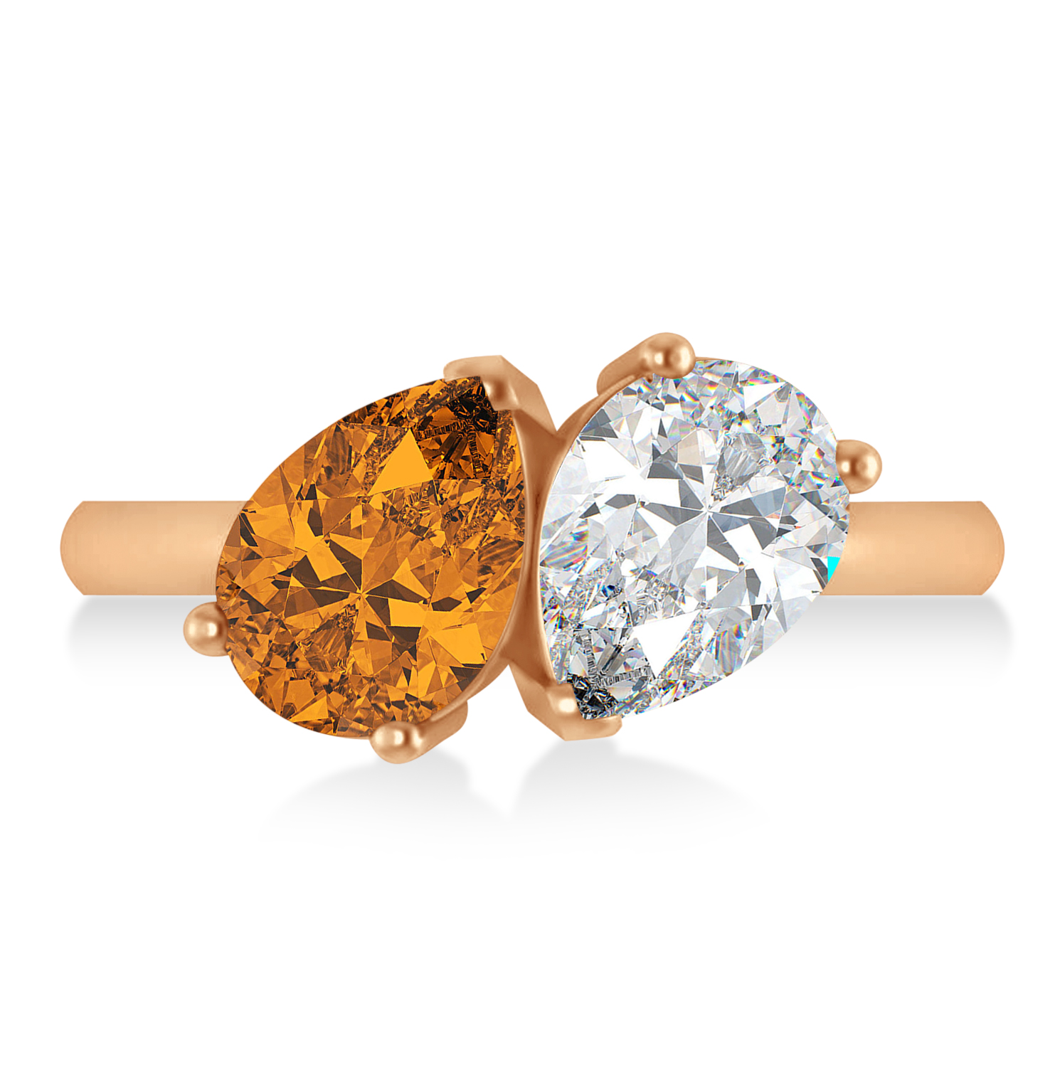 Pear/Pear Diamond & Citrine Toi et Moi Ring 14k Rose Gold (4.00ct)