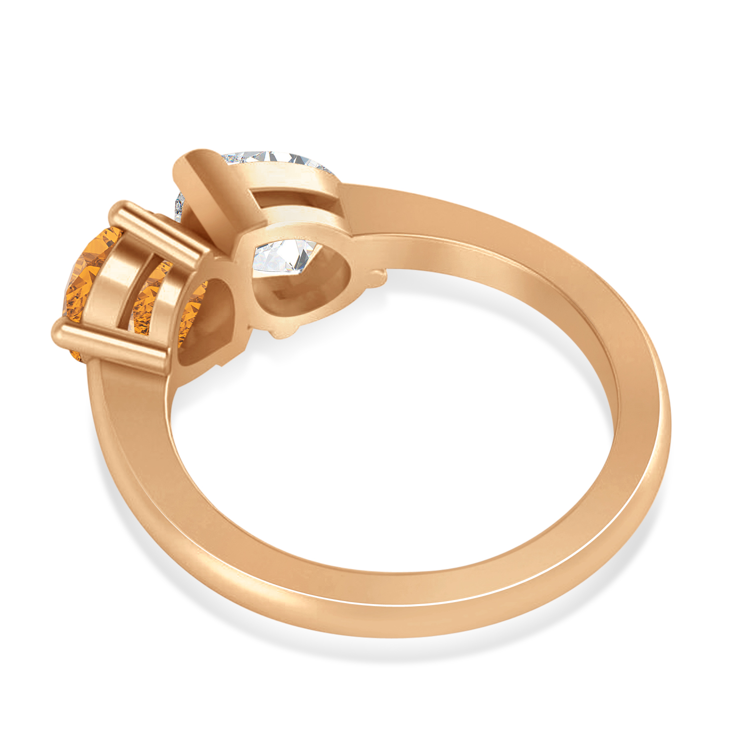 Pear/Pear Diamond & Citrine Toi et Moi Ring 14k Rose Gold (4.00ct)