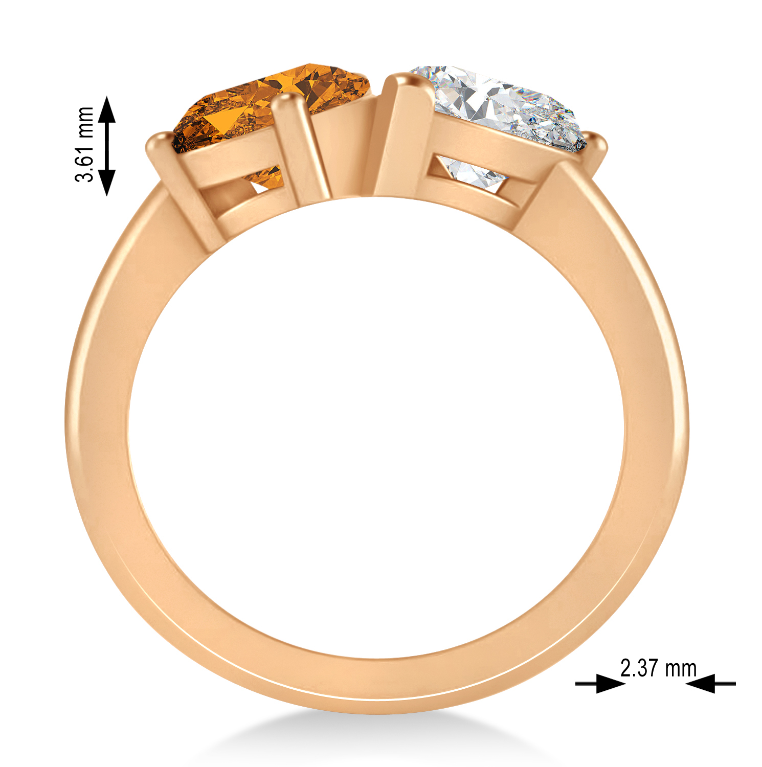 Pear/Pear Diamond & Citrine Toi et Moi Ring 14k Rose Gold (4.00ct)