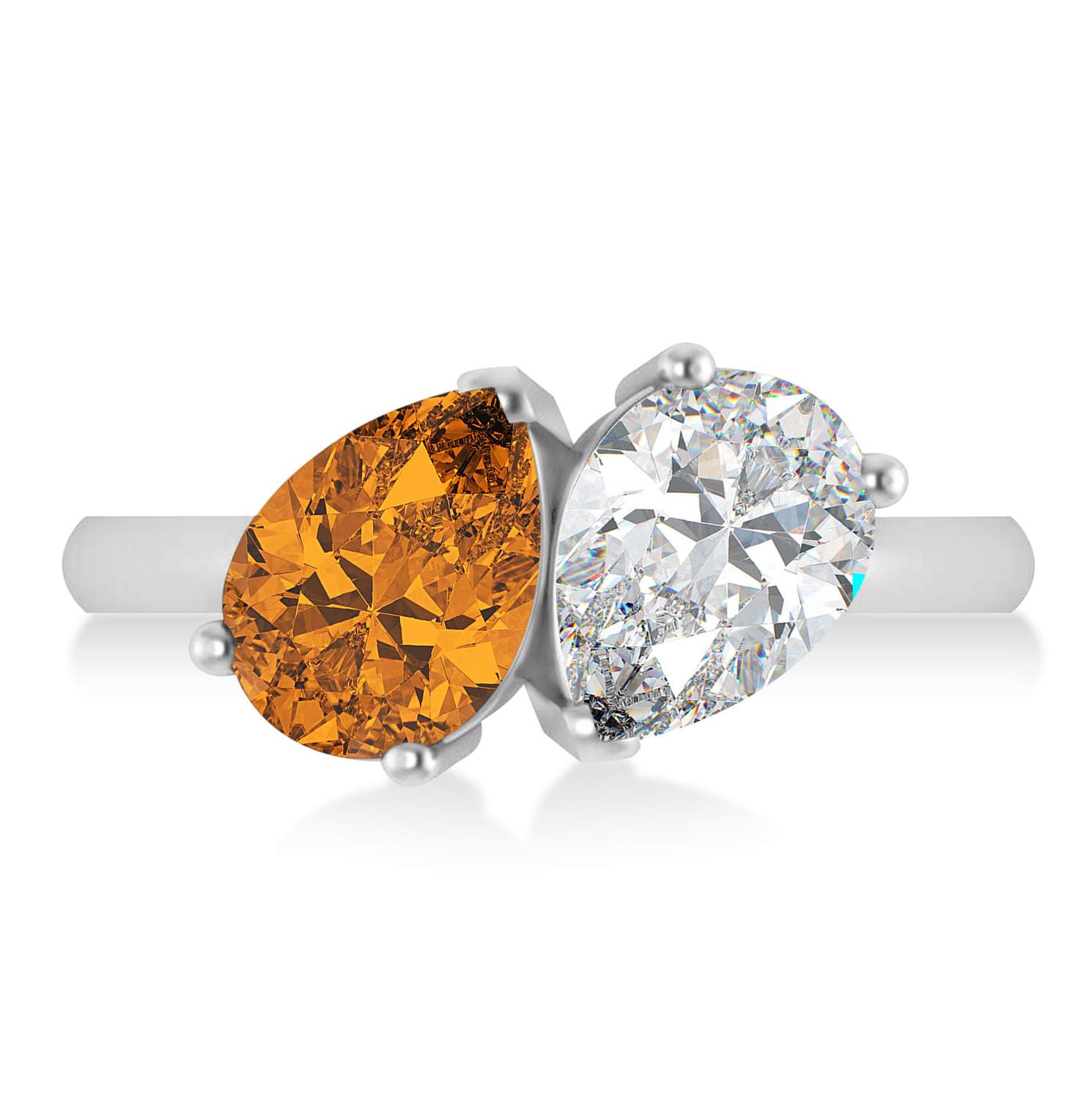 Pear/Pear Diamond & Citrine Toi et Moi Ring Platinum (4.00ct)
