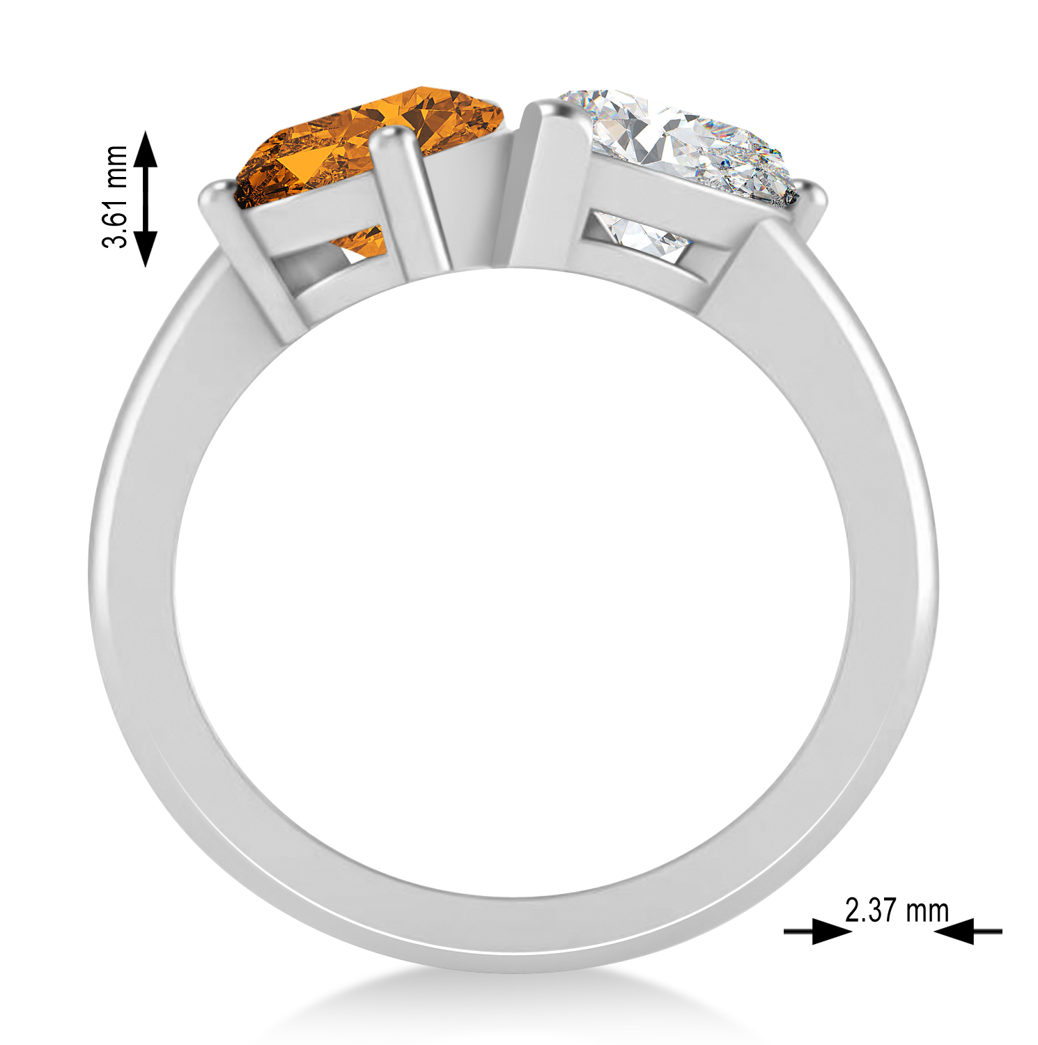 Pear/Pear Diamond & Citrine Toi et Moi Ring Platinum (4.00ct)