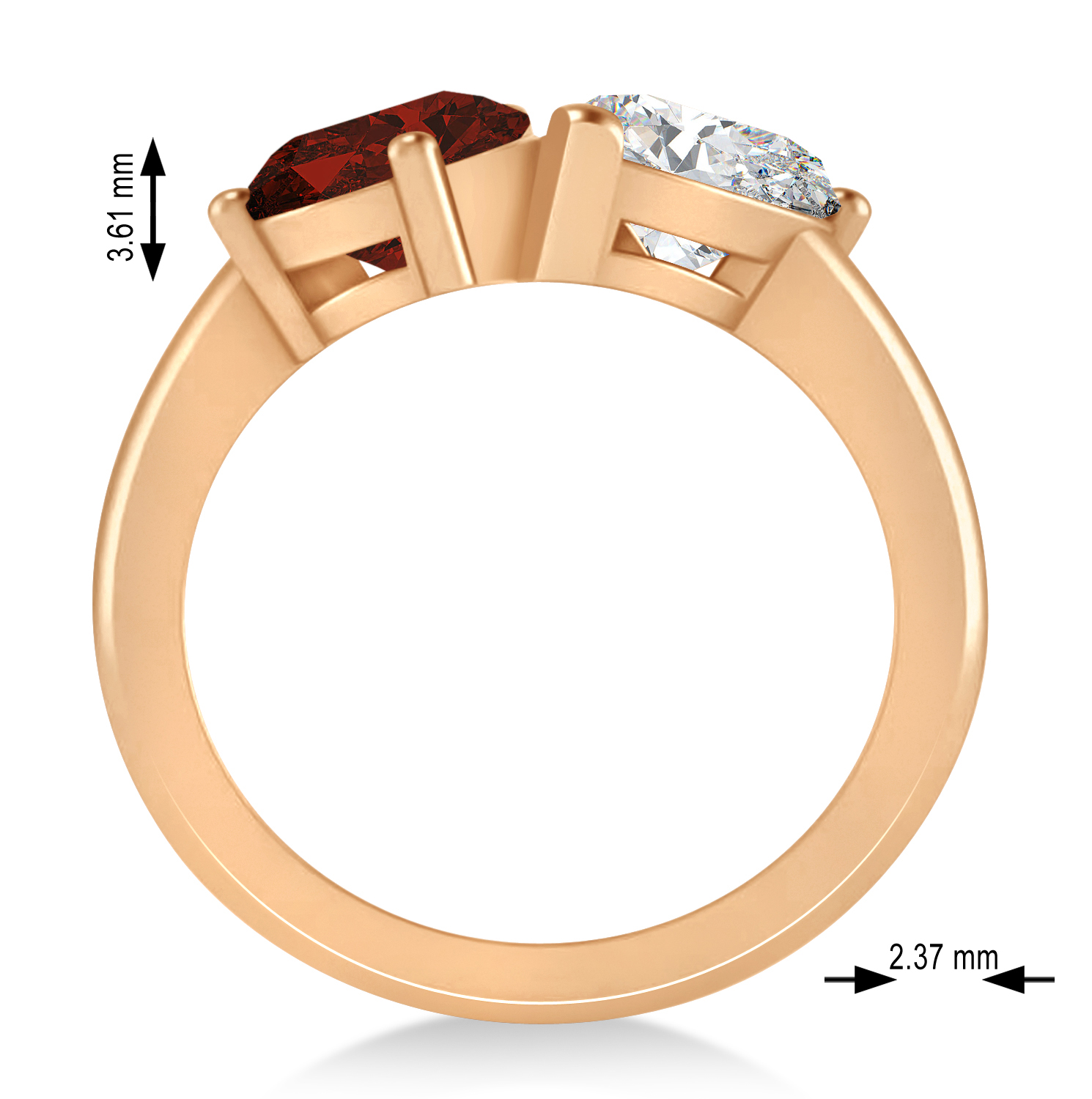 Pear/Pear Diamond & Garnet Toi et Moi Ring 18k Rose Gold (4.00ct)