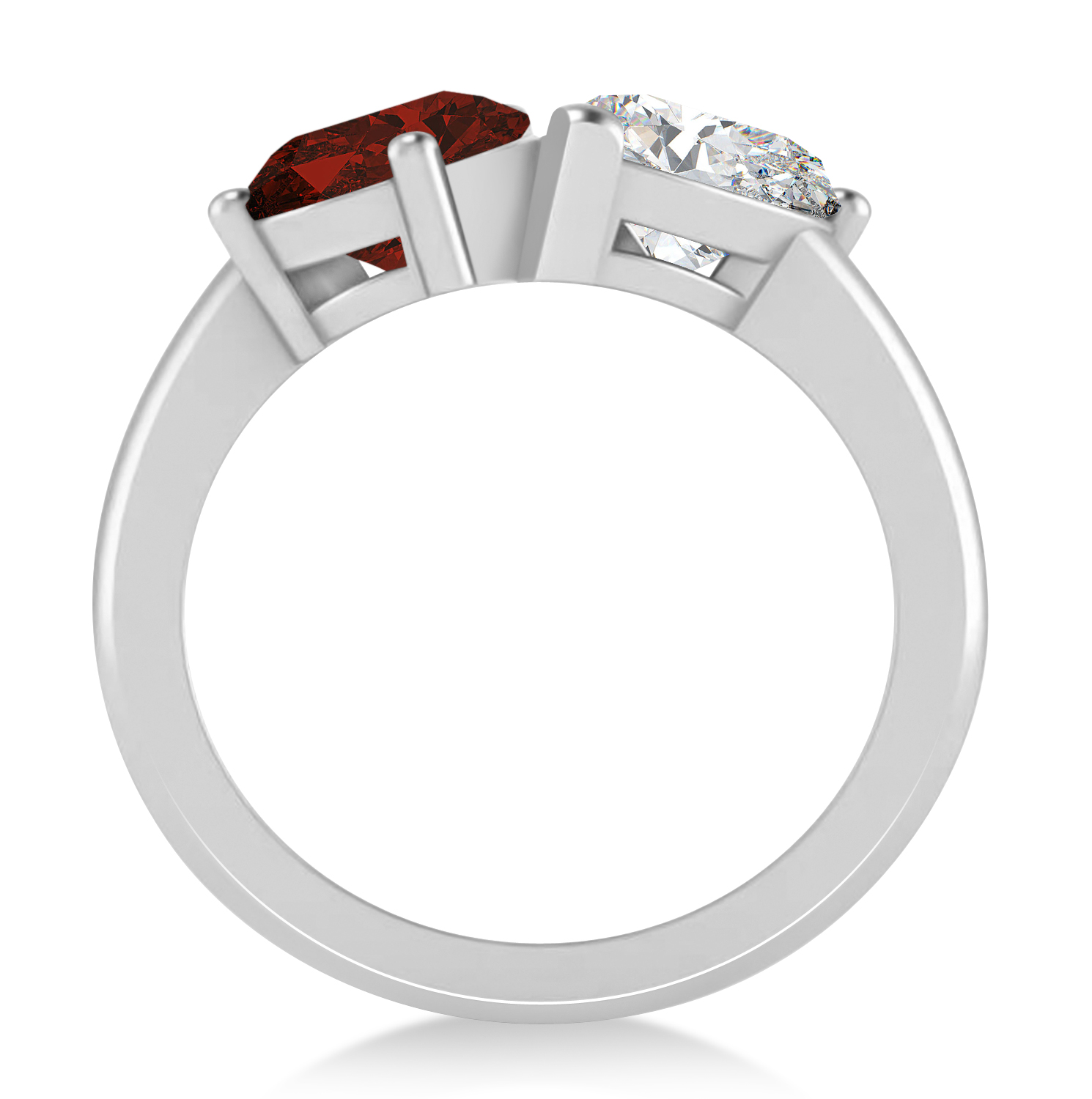 Pear/Pear Diamond & Garnet Toi et Moi Ring 18k White Gold (4.00ct)