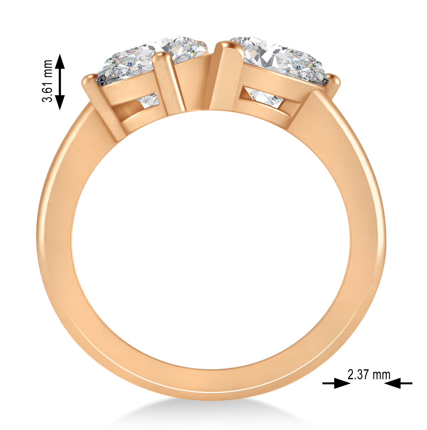 Pear/Pear Moissanite Toi et Moi Ring 18k Rose Gold (4.00ct)