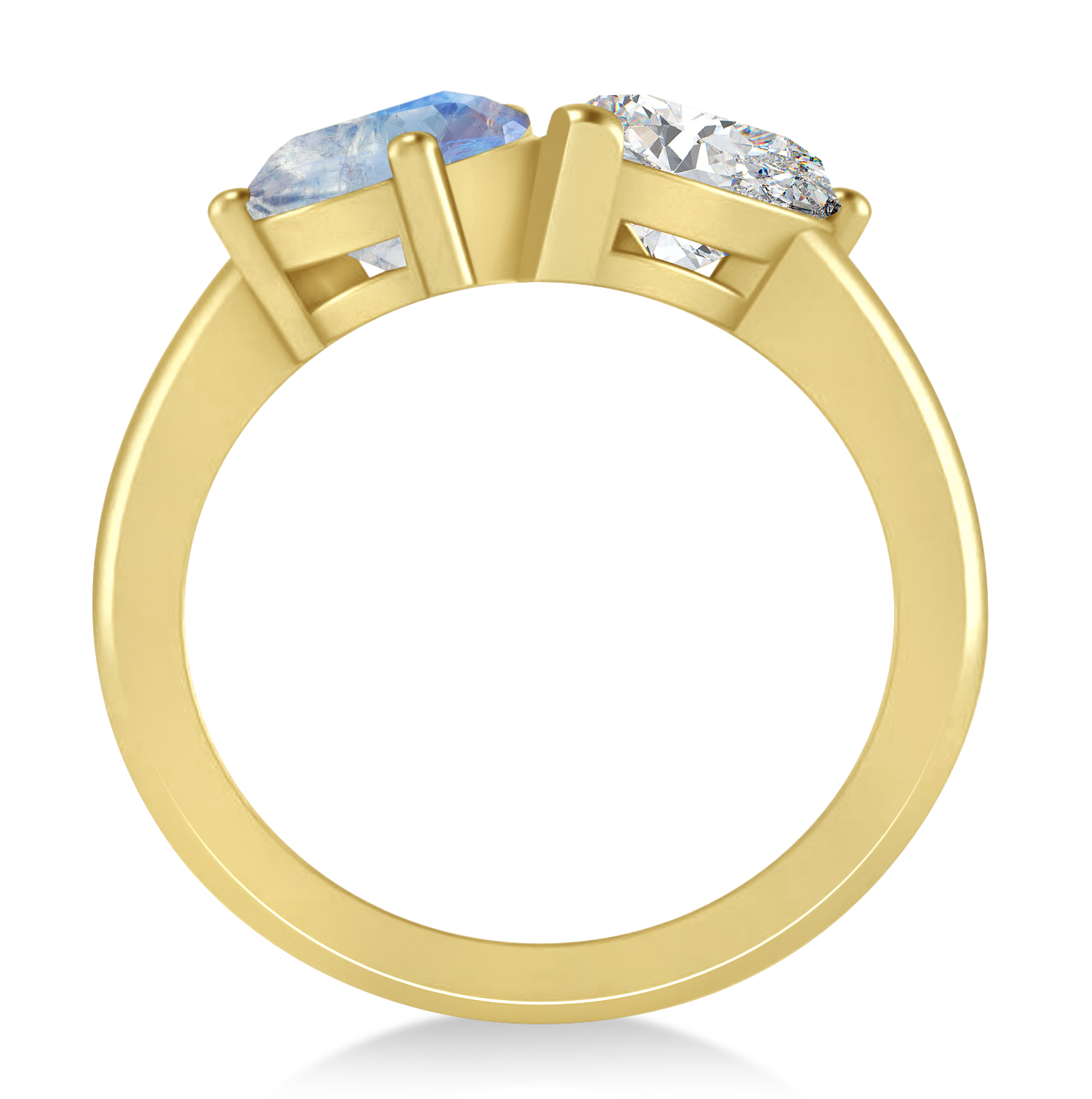 Pear/Pear Diamond & Moonstone Toi et Moi Ring 14k Yellow Gold (4.00ct)