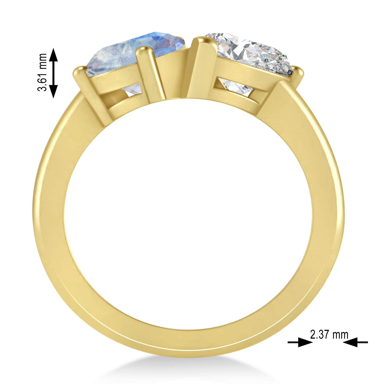 Pear/Pear Diamond & Moonstone Toi et Moi Ring 14k Yellow Gold (4.00ct)