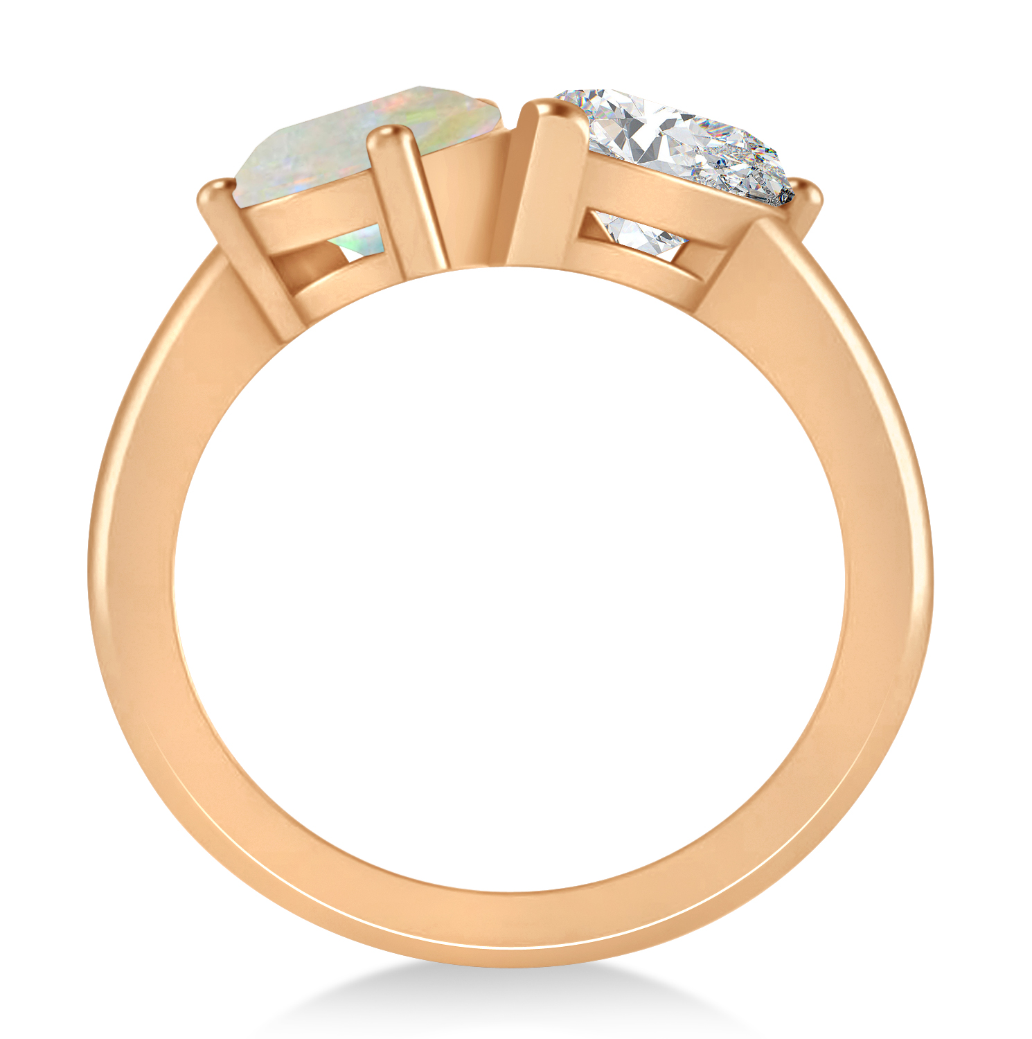 Pear/Pear Diamond & Opal Toi et Moi Ring 14k Rose Gold (4.00ct)