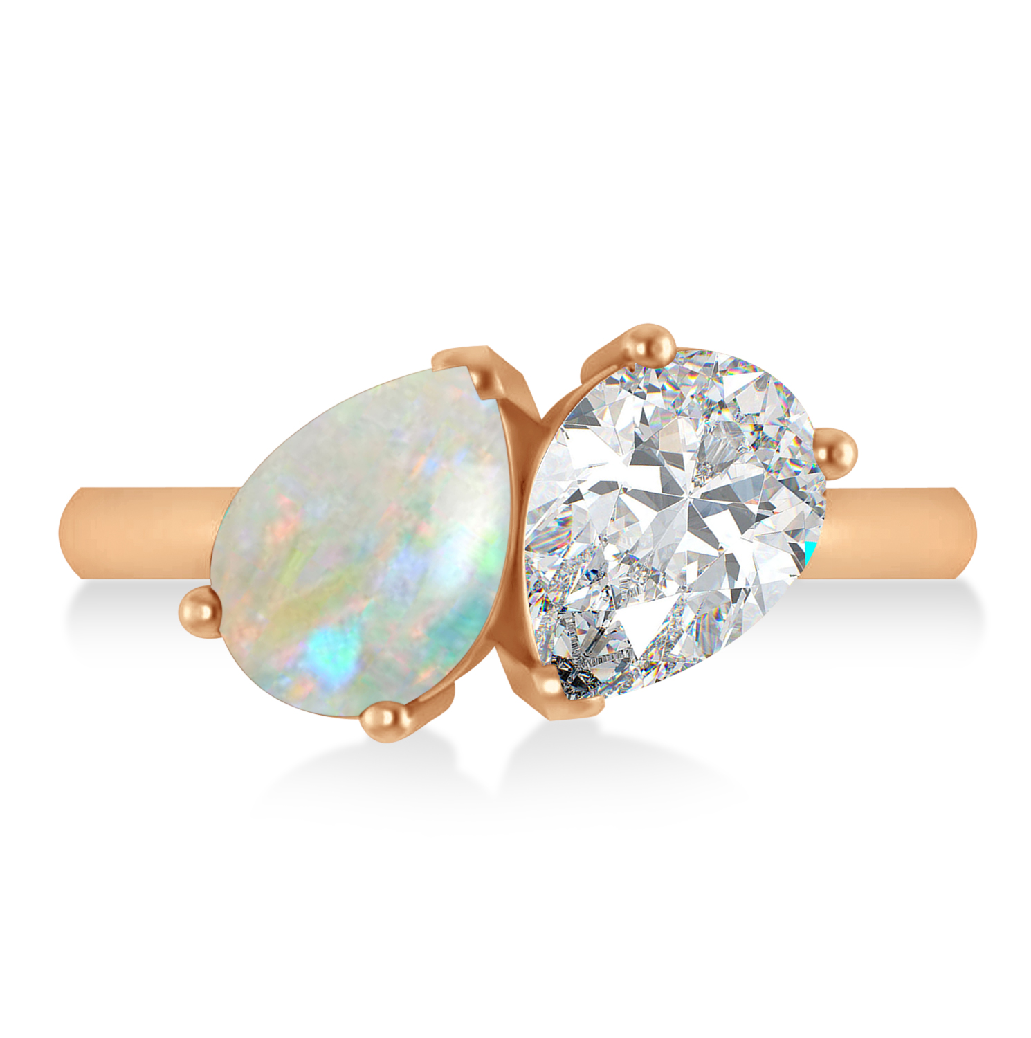 Pear/Pear Diamond & Opal Toi et Moi Ring 14k Rose Gold (4.00ct)