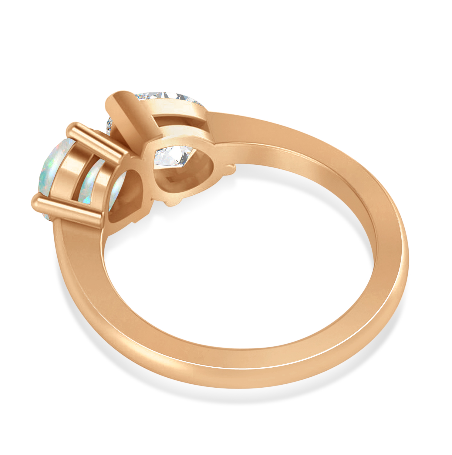 Pear/Pear Diamond & Opal Toi et Moi Ring 14k Rose Gold (4.00ct)