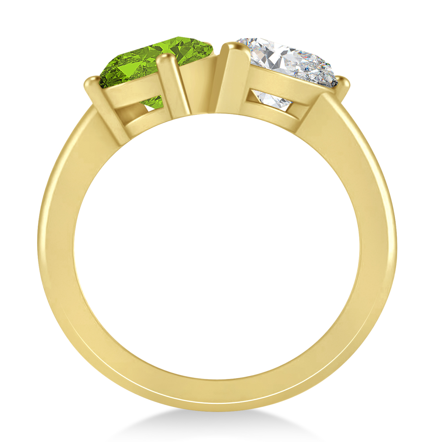 Pear/Pear Diamond & Peridot Toi et Moi Ring 14k Yellow Gold (4.00ct)