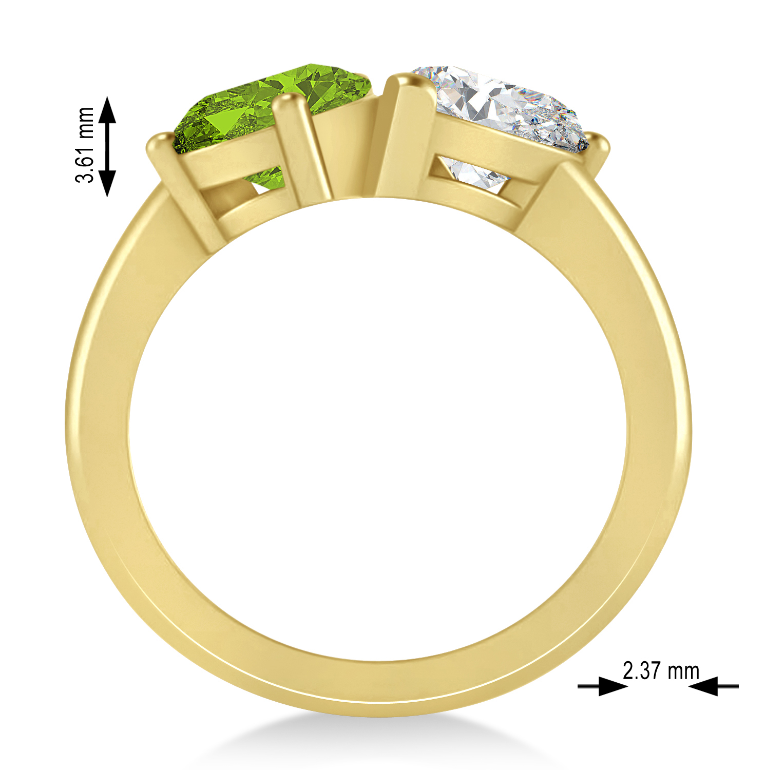 Pear/Pear Diamond & Peridot Toi et Moi Ring 14k Yellow Gold (4.00ct)