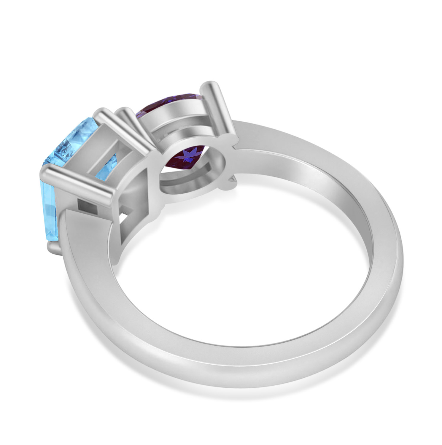 Emerald/Round Lab Alexandrite & Blue Topaz Toi et Moi Ring Platinum (4.50ct)