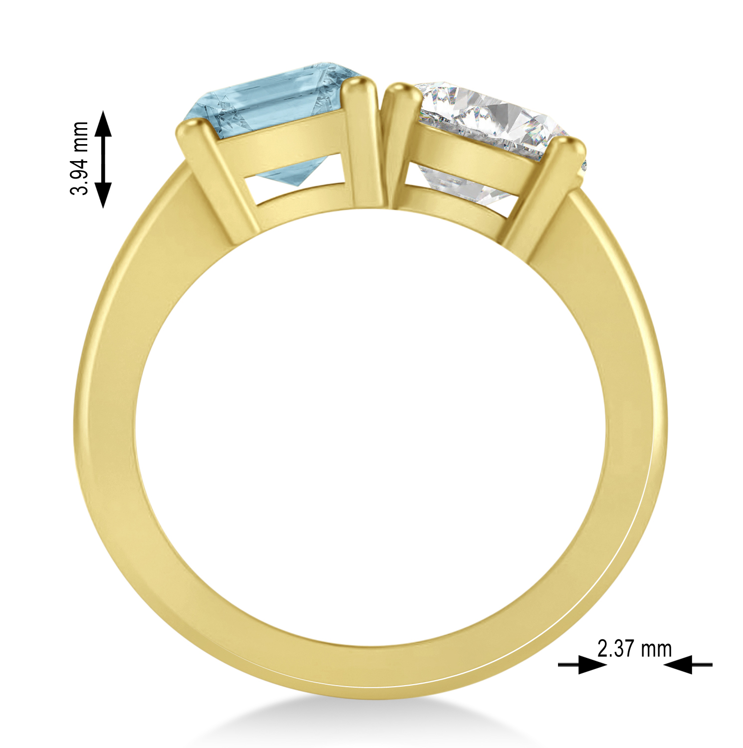 Emerald/Round Diamond & Aquamarine Toi et Moi Ring 18k Yellow Gold (4.50ct)