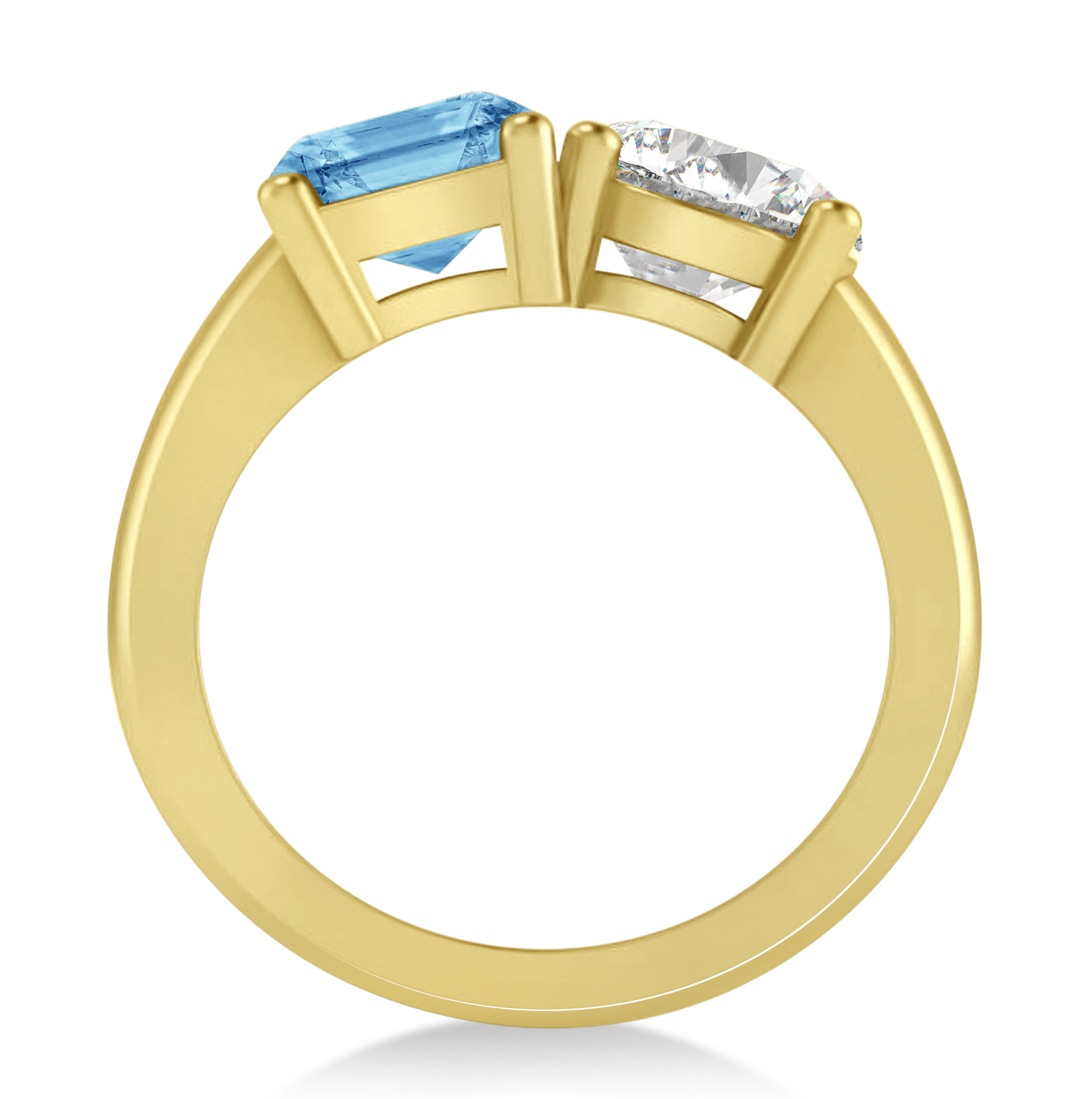 Emerald/Round Diamond & Blue Topaz Toi et Moi Ring 14k Yellow Gold (4.50ct)