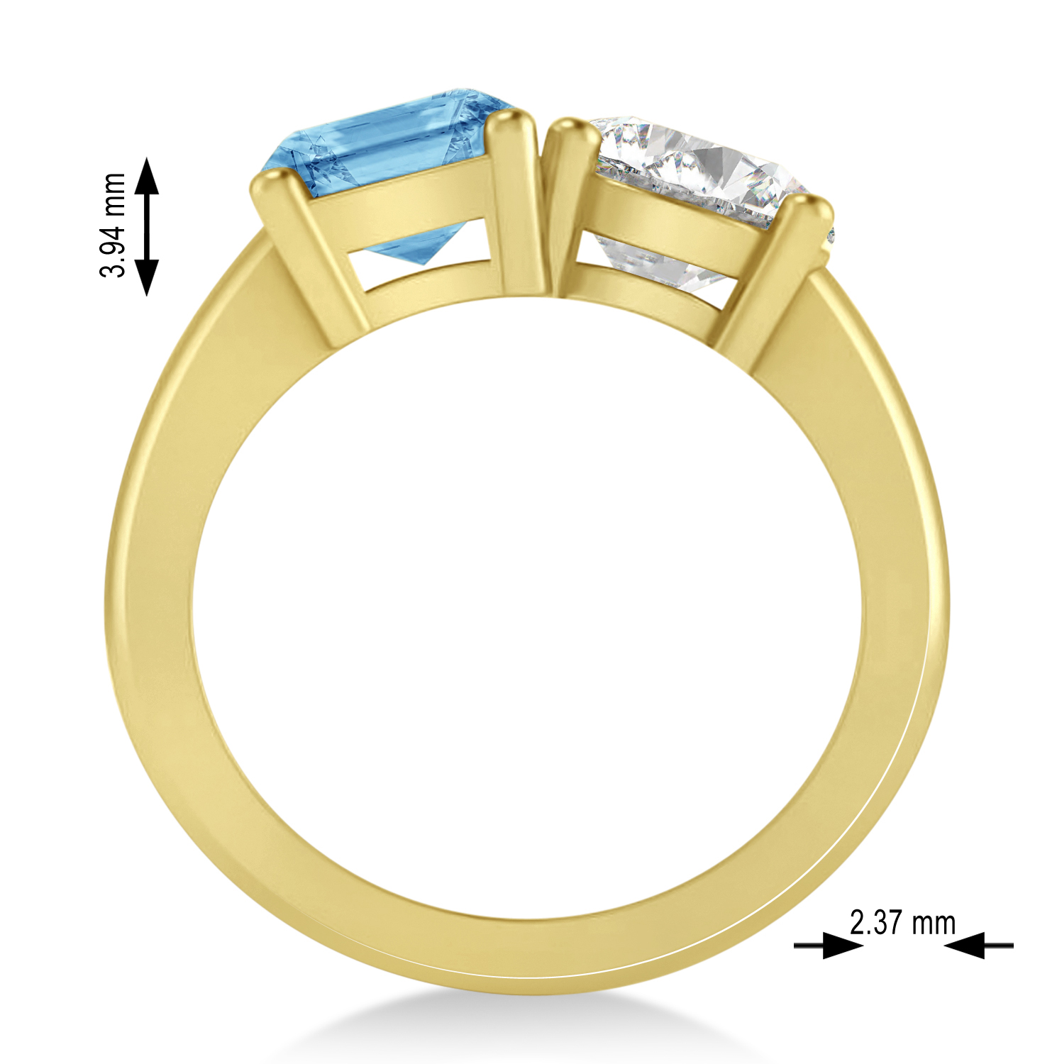 Emerald/Round Diamond & Blue Topaz Toi et Moi Ring 14k Yellow Gold (4.50ct)