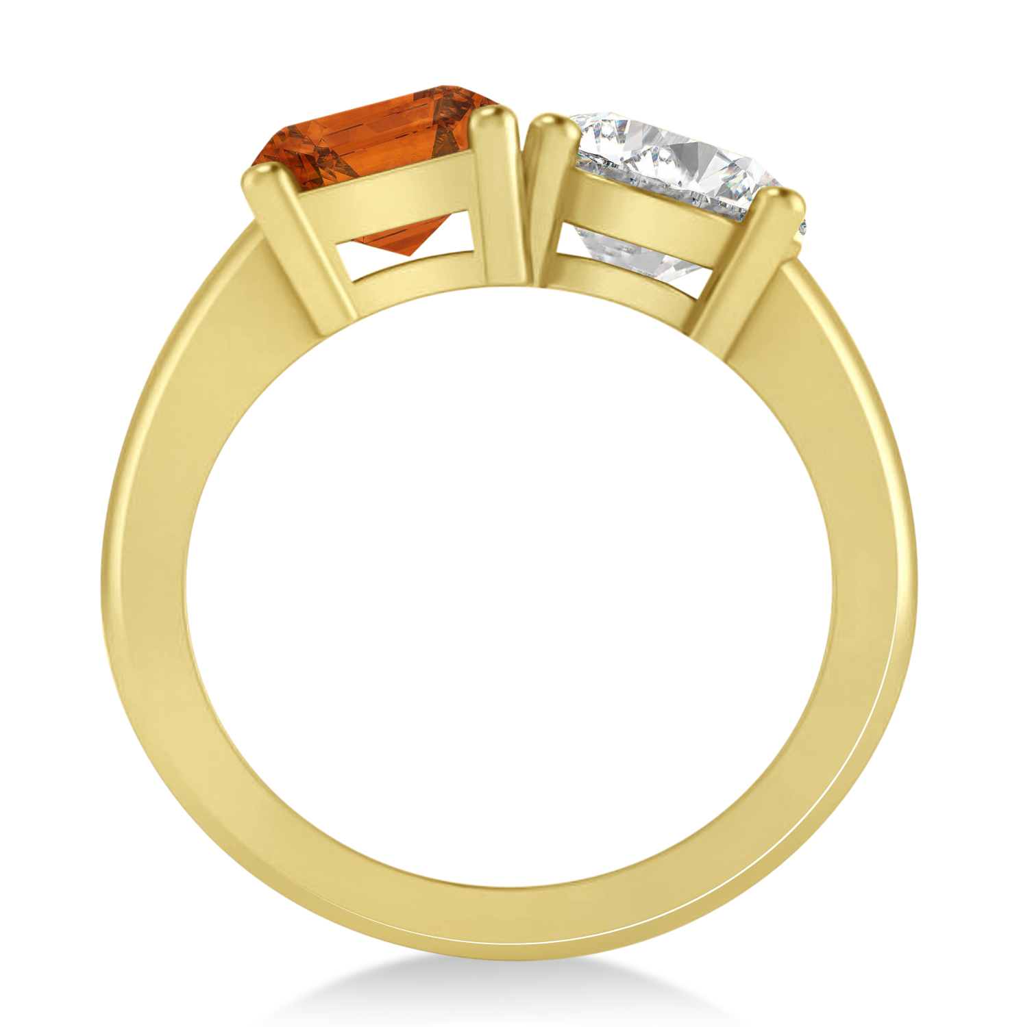 Emerald/Round Diamond & Citrine Toi et Moi Ring 14k Yellow Gold (4.50ct)