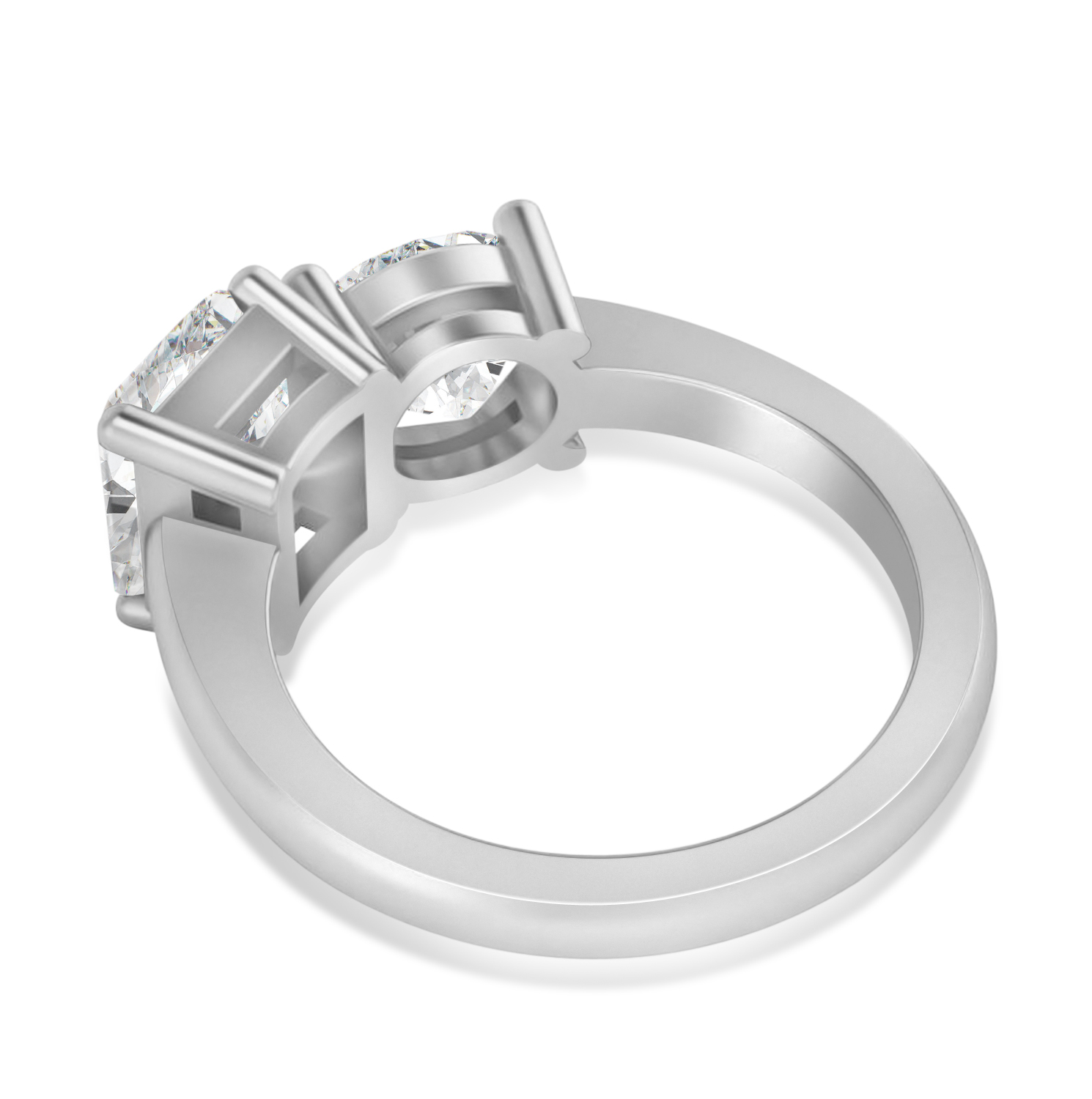 Emerald/Round Moissanite Toi et Moi Ring 18k White Gold (4.50ct)