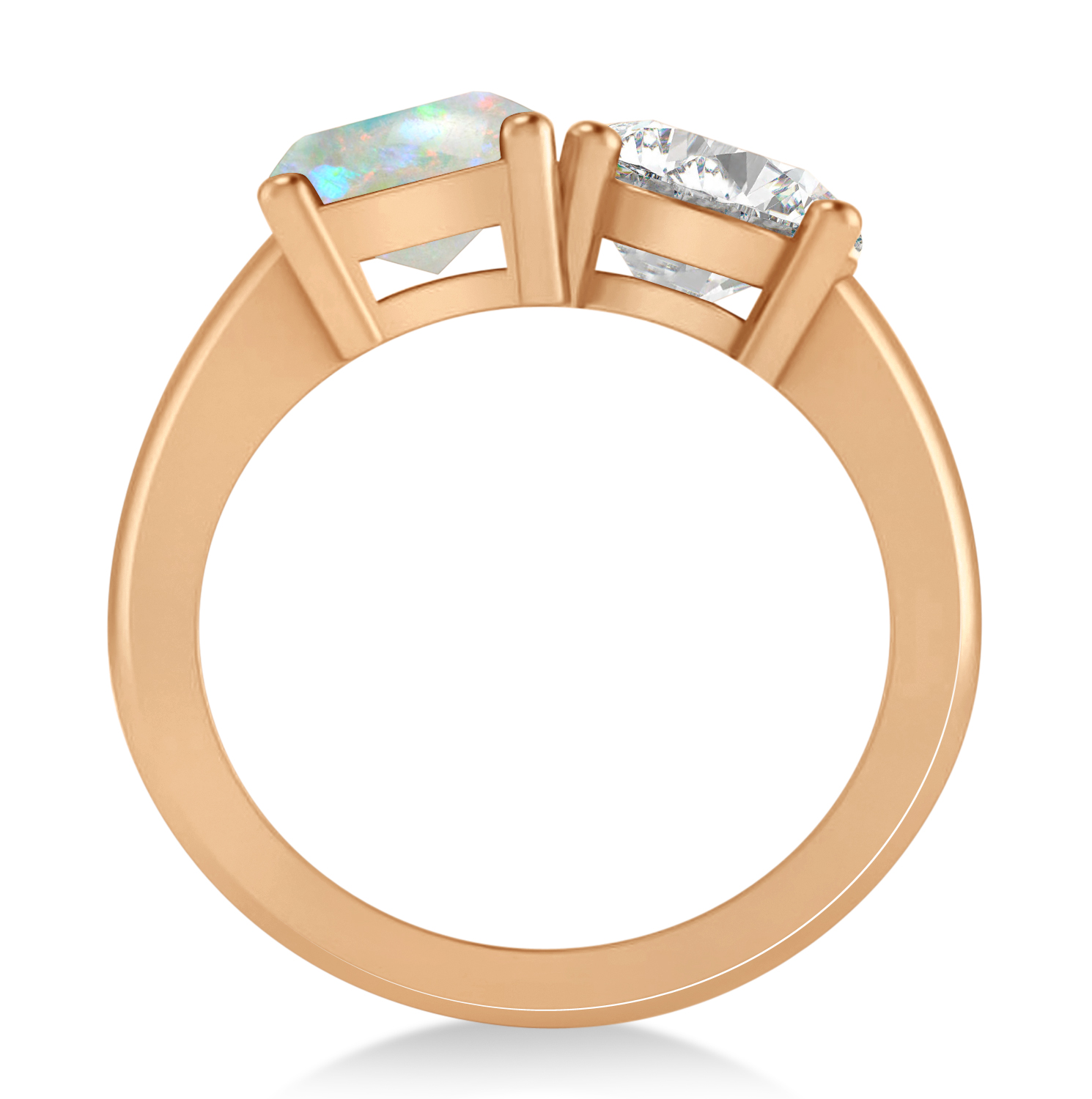 Emerald/Round Diamond & Opal Toi et Moi Ring 18k Rose Gold (4.50ct)