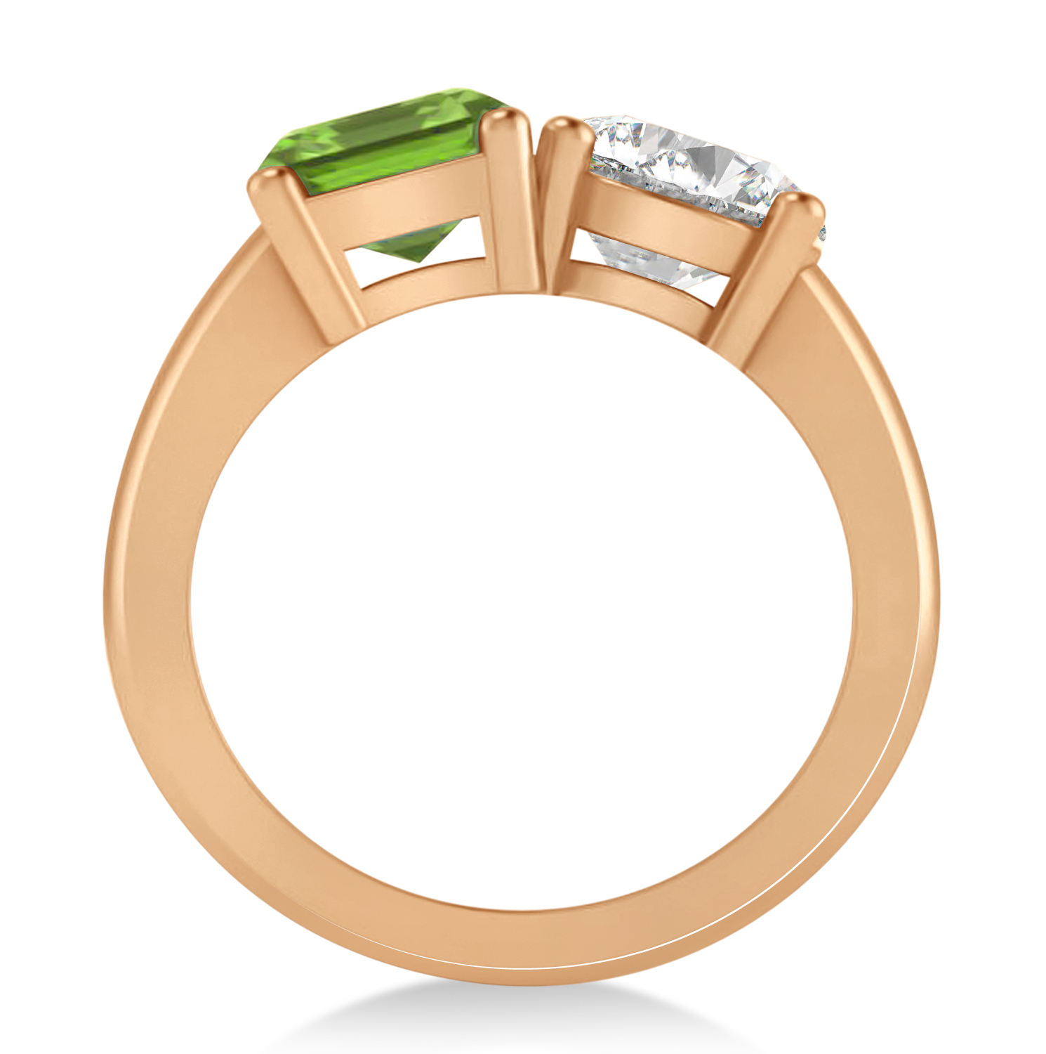 Emerald/Round Diamond & Peridot Toi et Moi Ring 14k Rose Gold (4.50ct)