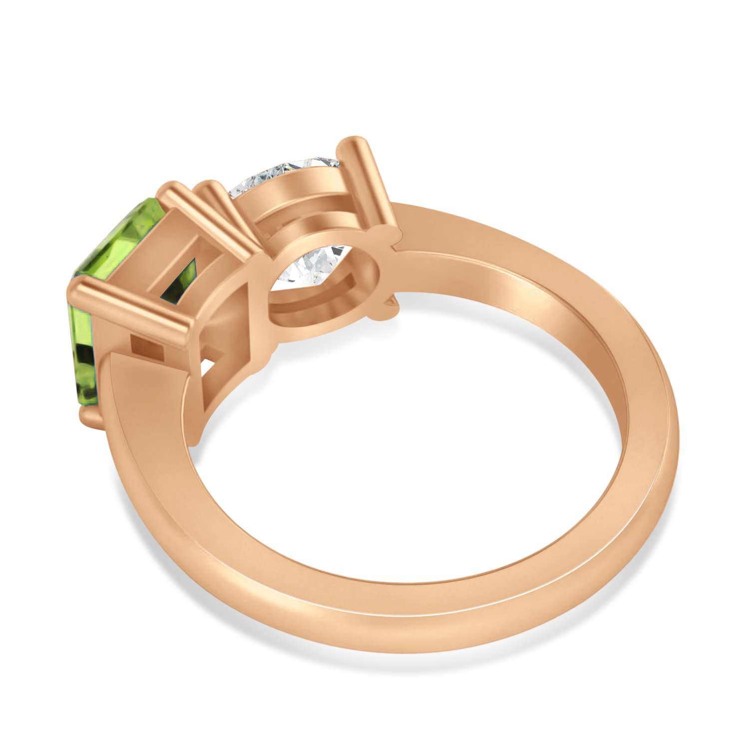 Emerald/Round Diamond & Peridot Toi et Moi Ring 18k Rose Gold (4.50ct)