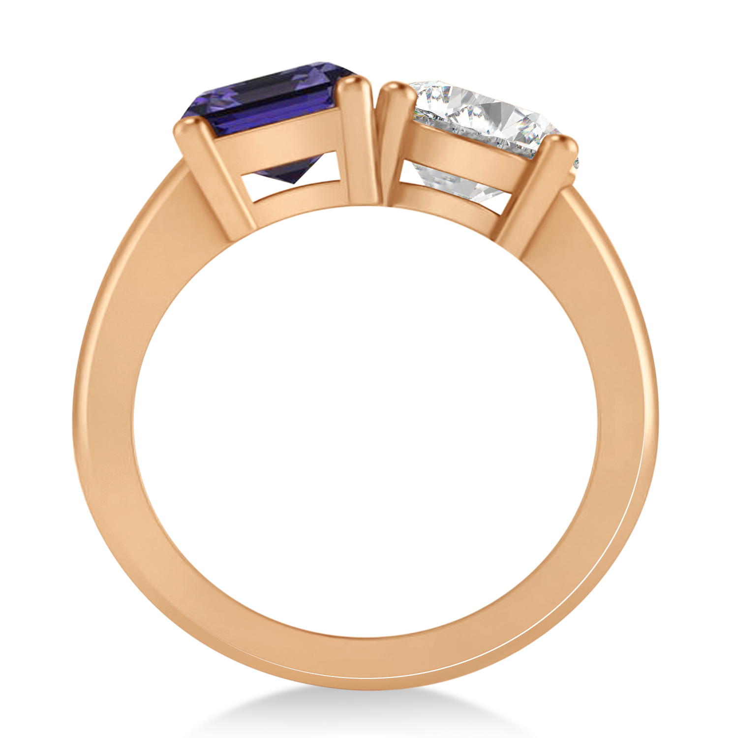 Emerald/Round Diamond & Tanzanite Toi et Moi Ring 14k Rose Gold (4.50ct)