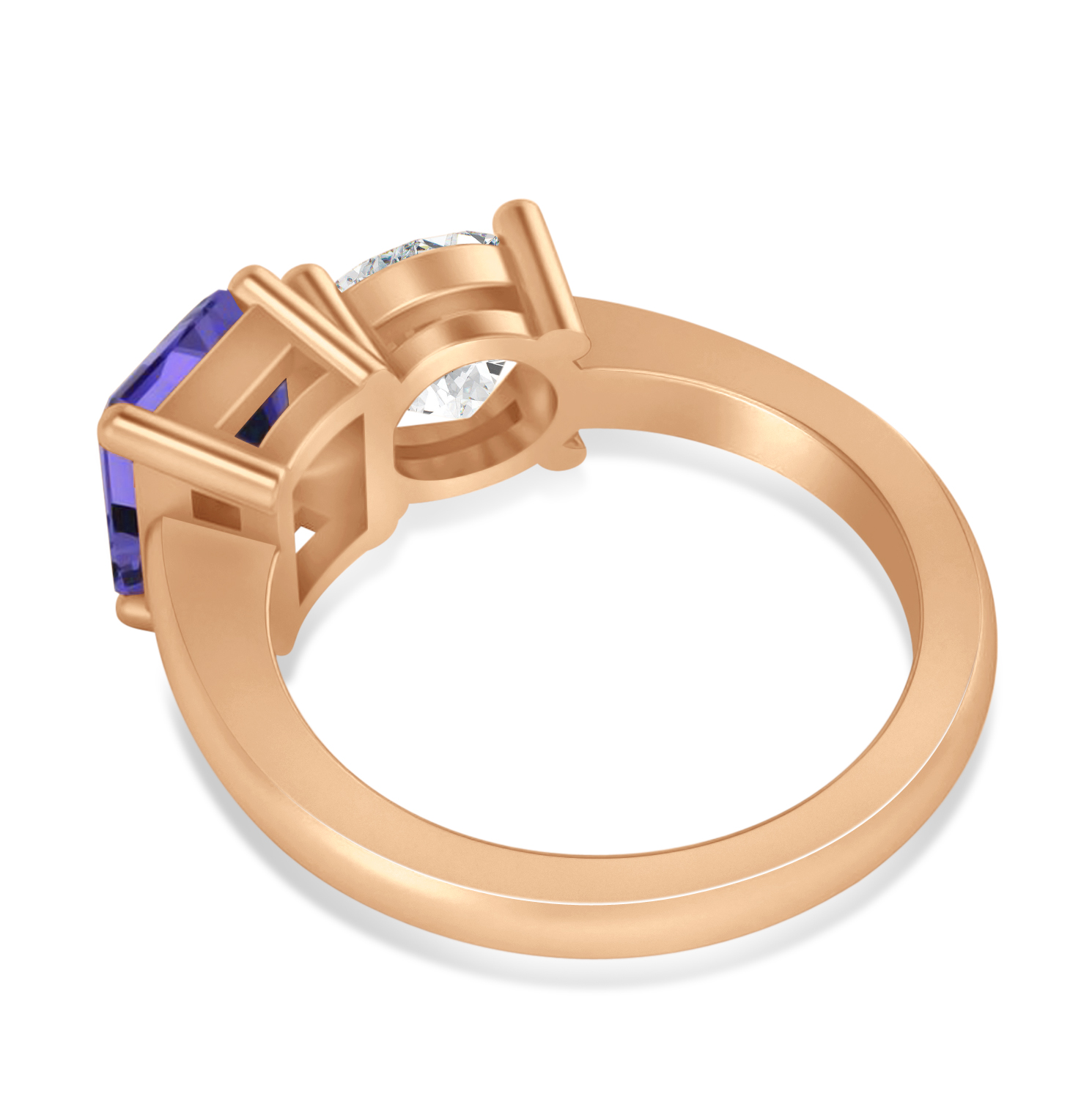 Emerald/Round Diamond & Tanzanite Toi et Moi Ring 14k Rose Gold (4.50ct)