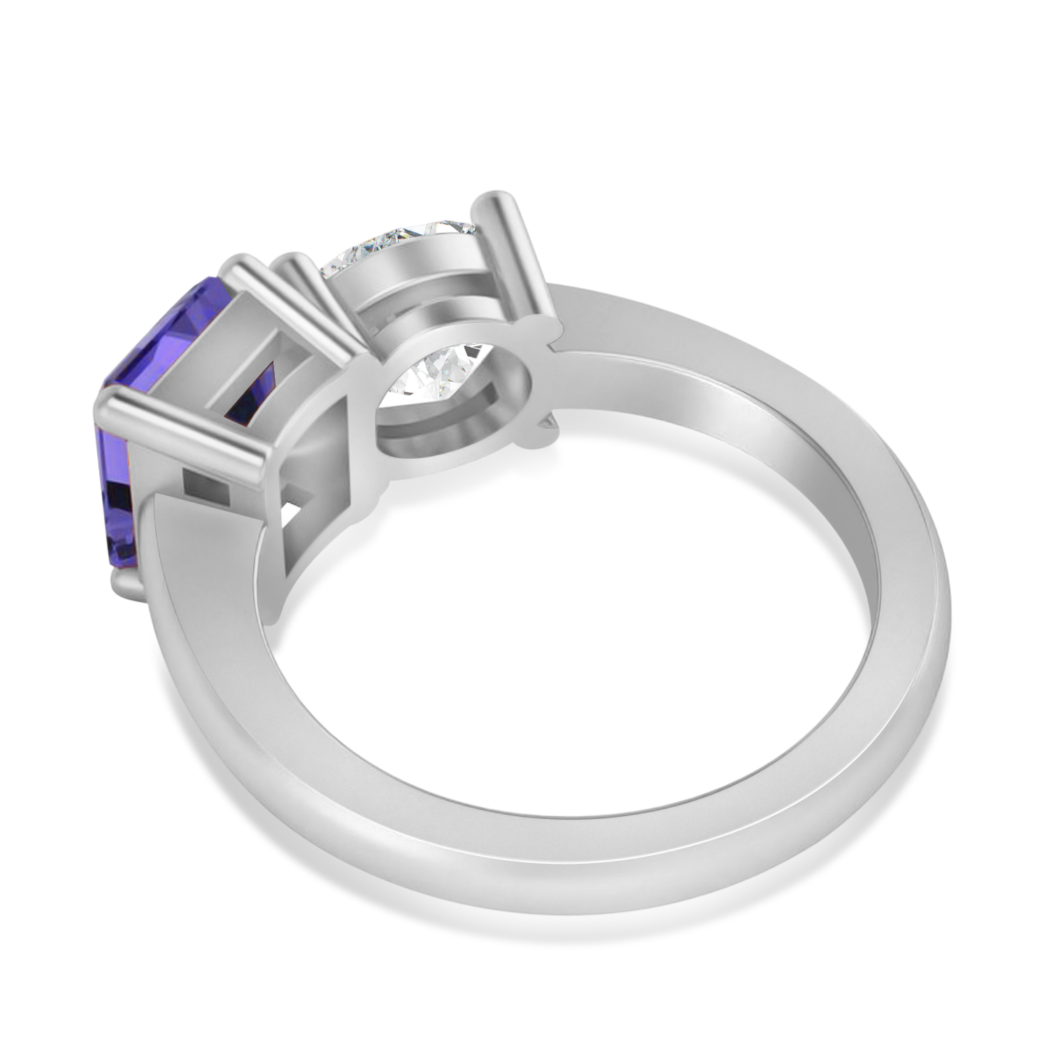 Emerald/Round Diamond & Tanzanite Toi et Moi Ring Platinum (4.50ct)