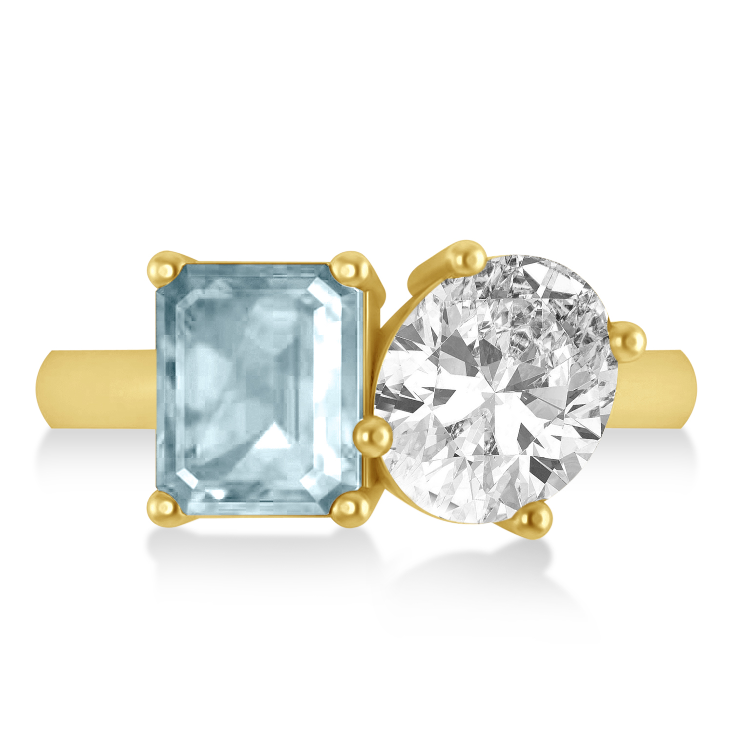 Emerald/Oval Diamond & Aquamarine Toi et Moi Ring 14k Yellow Gold (5.50ct)