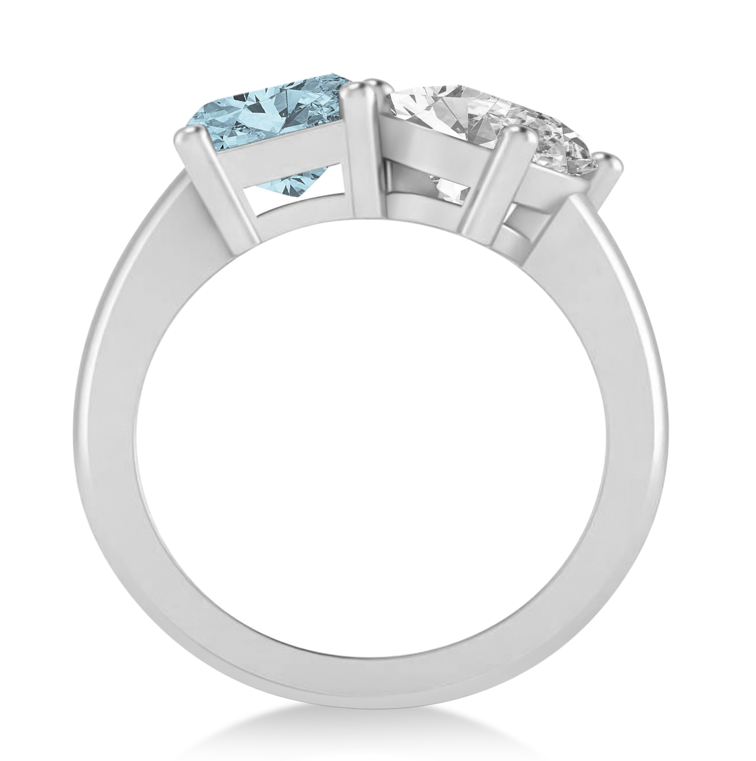 Emerald/Oval Diamond & Aquamarine Toi et Moi Ring 18k White Gold (5.50ct)