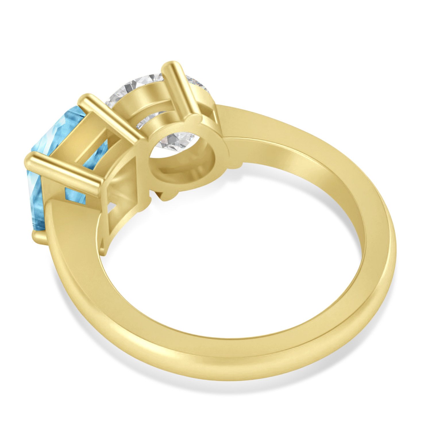 Emerald/Oval Diamond & Blue Topaz Toi et Moi Ring 18k Yellow Gold (5.50ct)