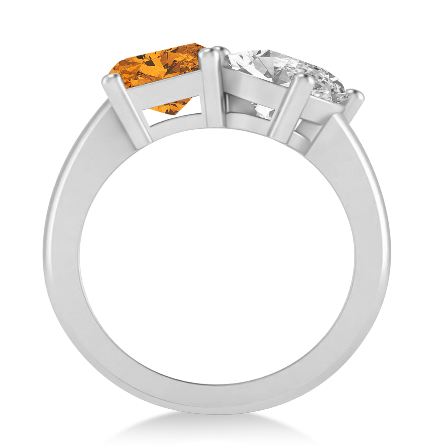 Emerald/Oval Diamond & Citrine Toi et Moi Ring 14k White Gold (5.50ct)