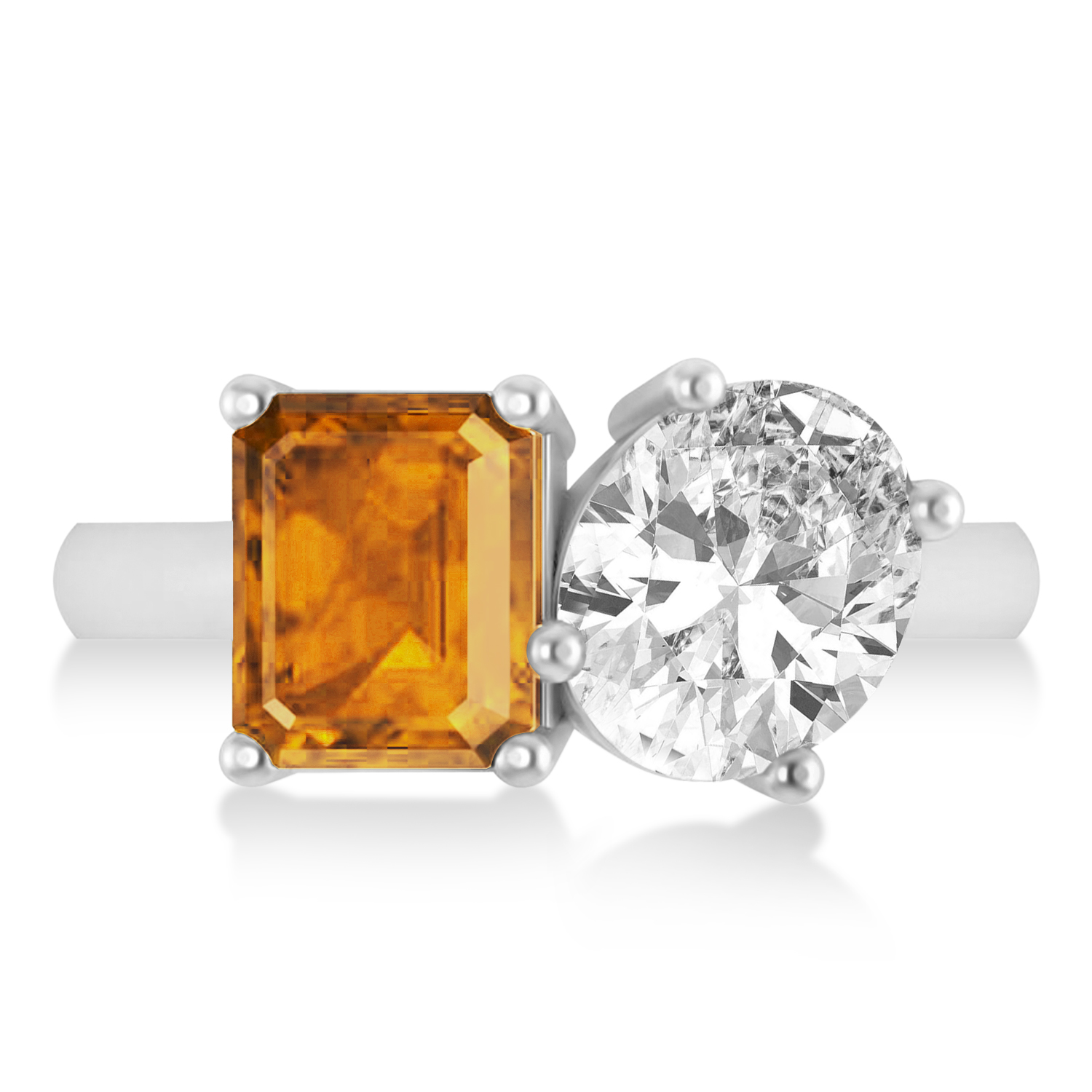 Emerald/Oval Diamond & Citrine Toi et Moi Ring 14k White Gold (5.50ct)