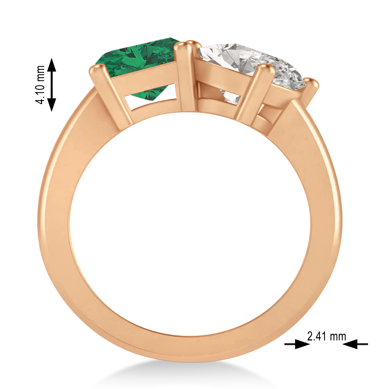 Emerald/Oval Diamond & Emerald Toi et Moi Ring 14k Rose Gold (5.50ct)