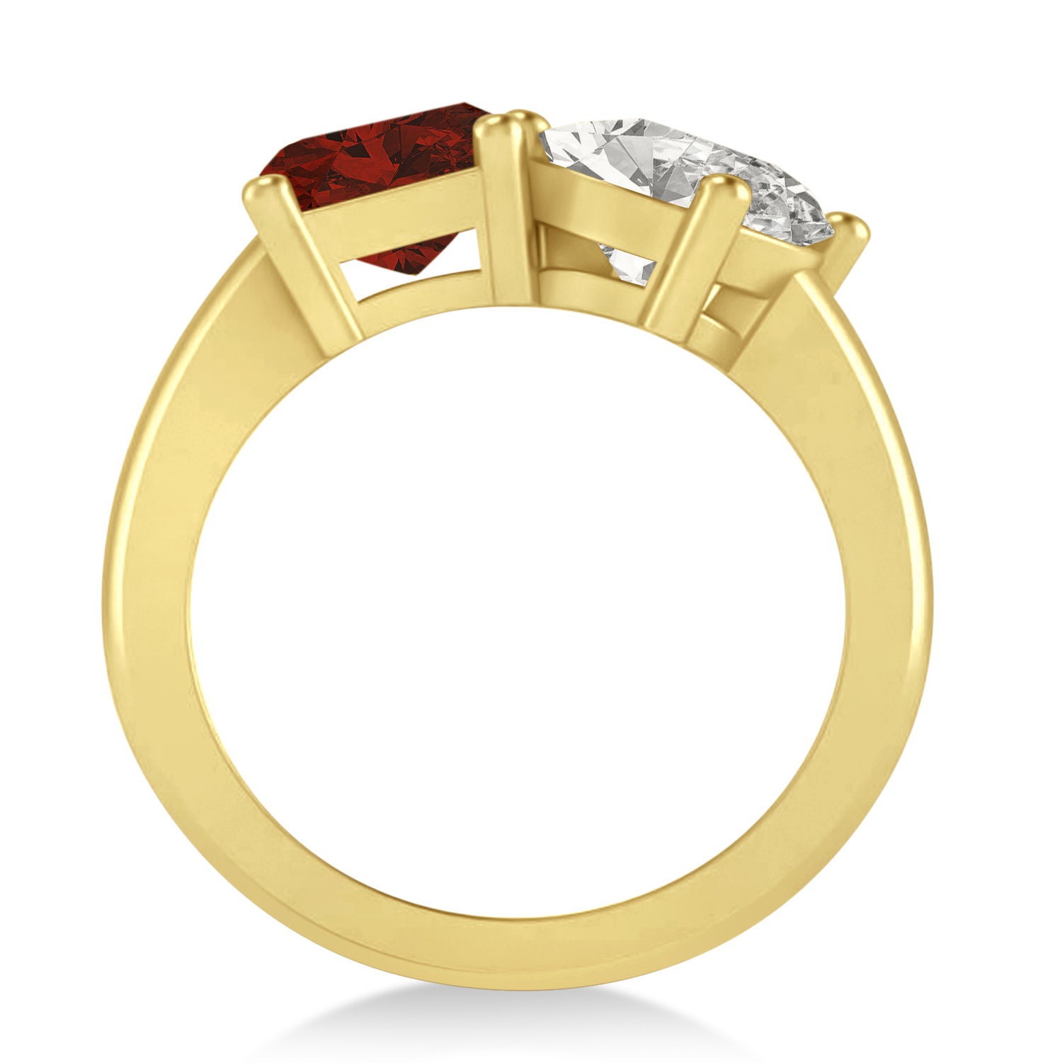 Emerald/Oval Diamond & Garnet Toi et Moi Ring 18k Yellow Gold (5.50ct)