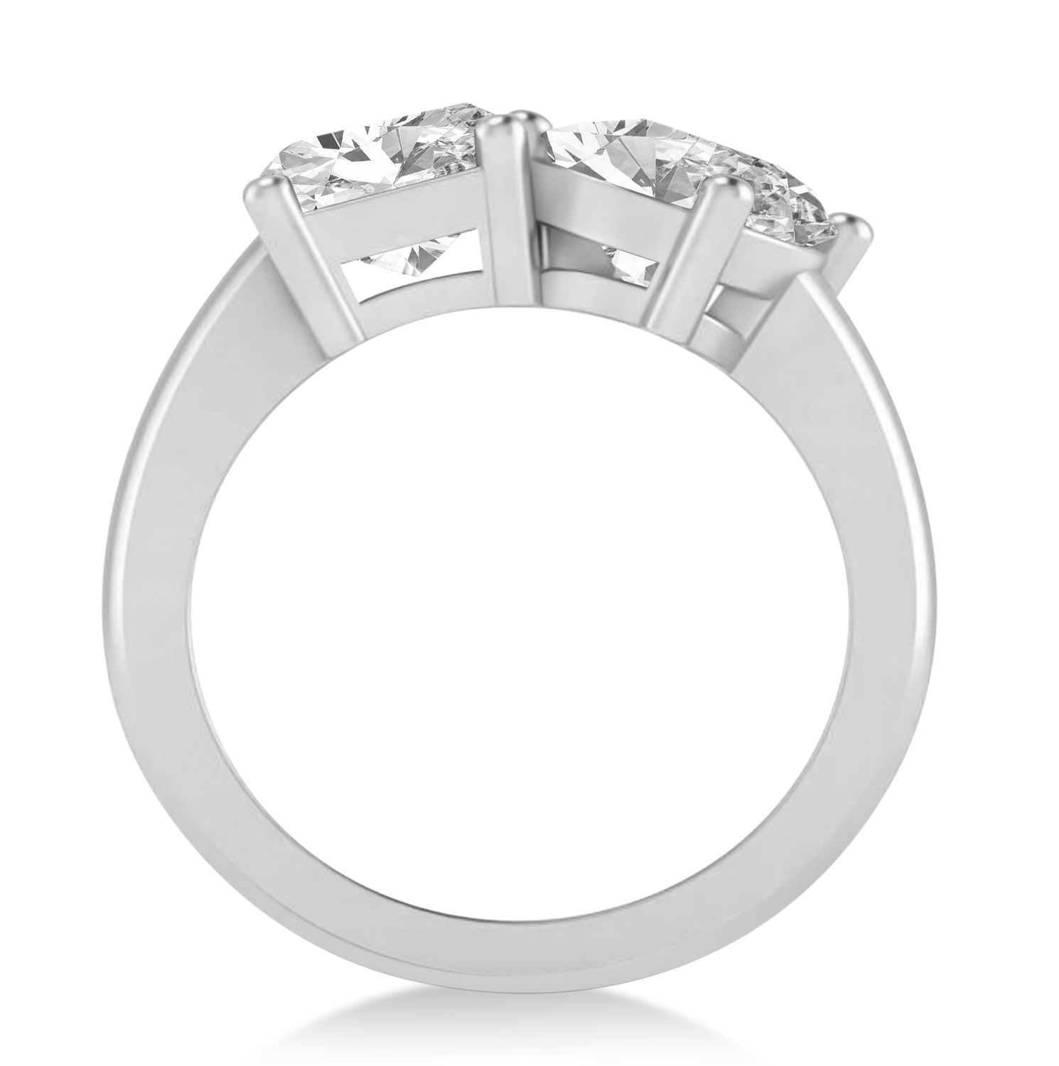 Emerald/Oval Lab Grown Diamond Toi et Moi Ring 14k White Gold (5.50ct)