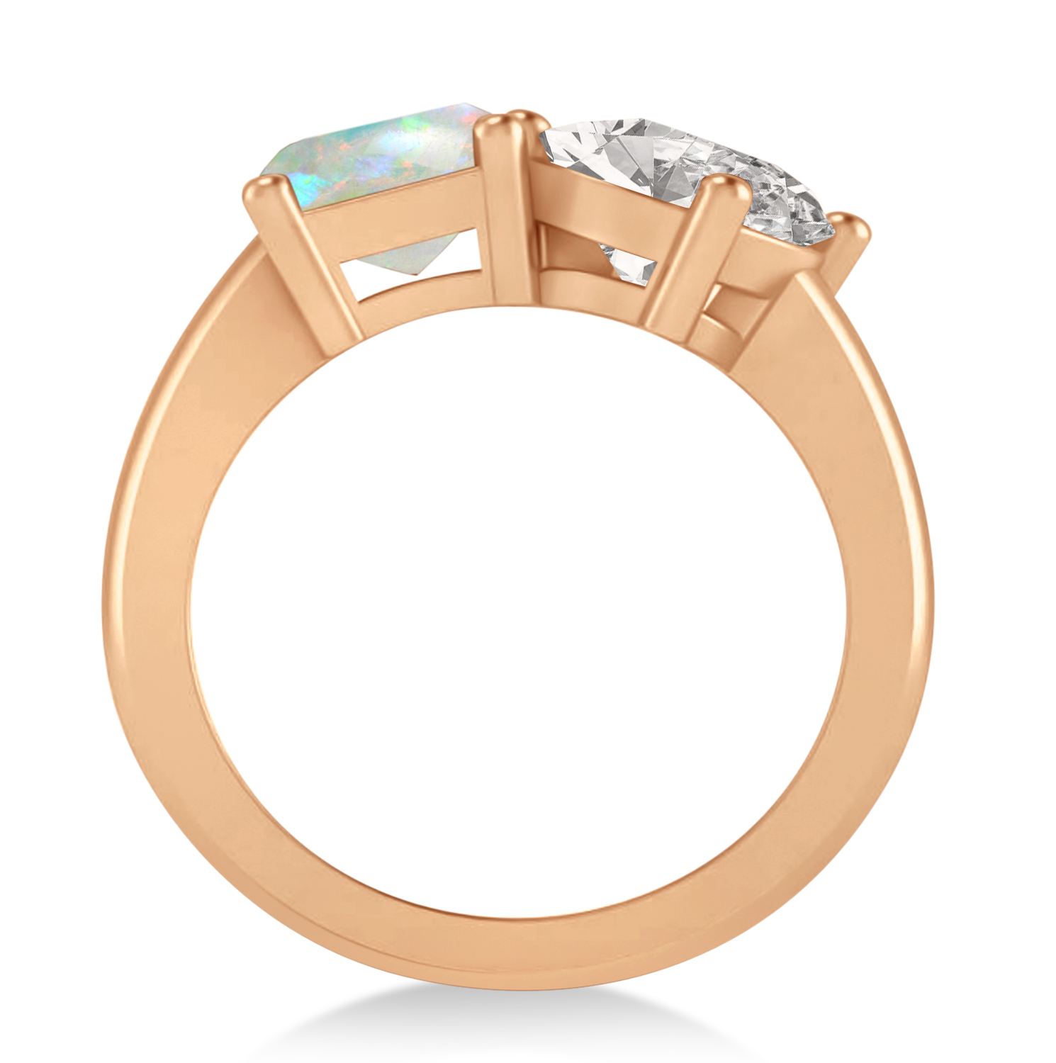 Emerald/Oval Diamond & Opal Toi et Moi Ring 14k Rose Gold (5.50ct)