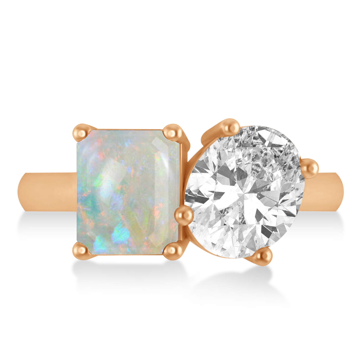 Emerald/Oval Diamond & Opal Toi et Moi Ring 14k Rose Gold (5.50ct)